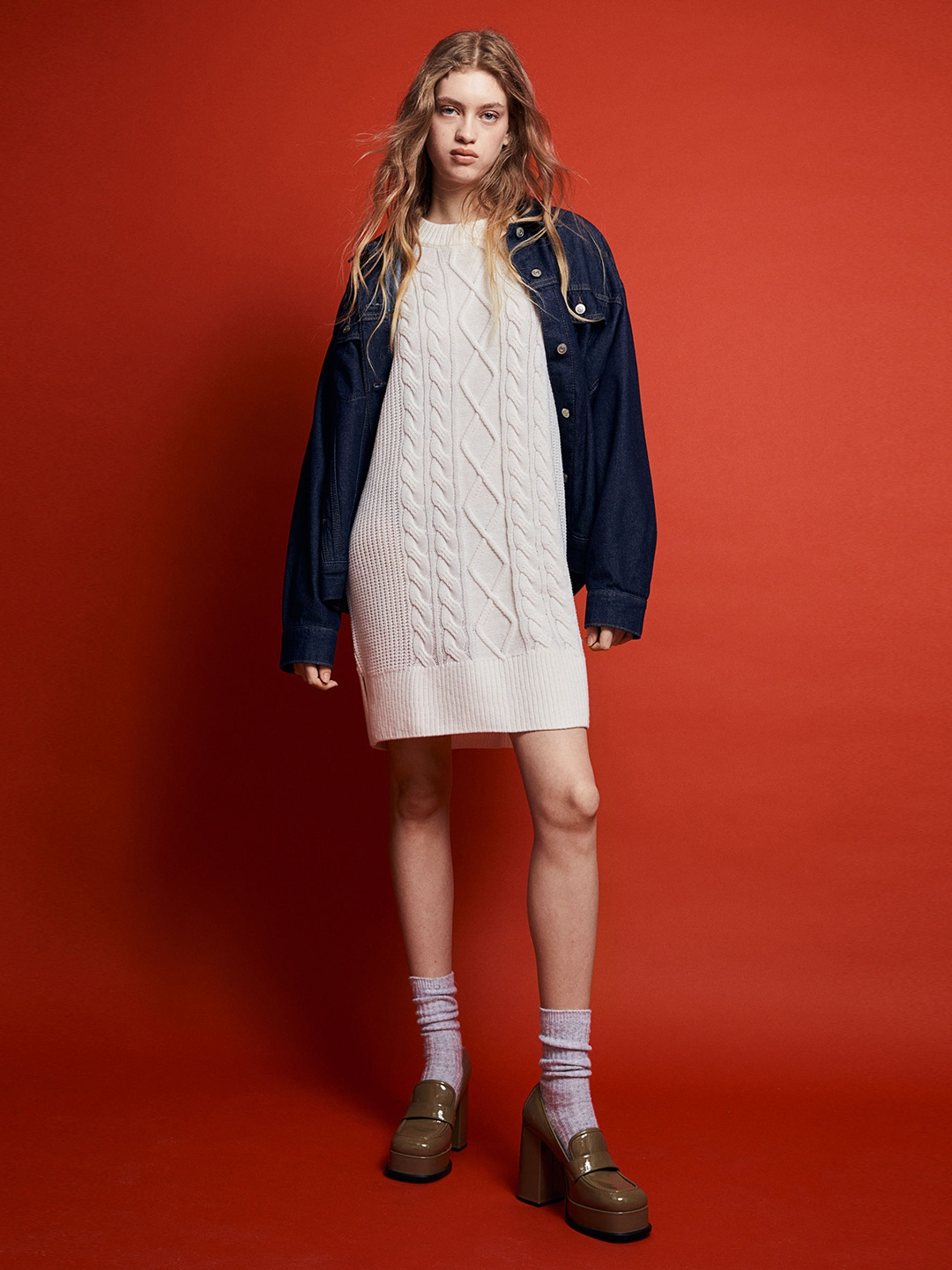 H&M Oversized Knitted Dress, White