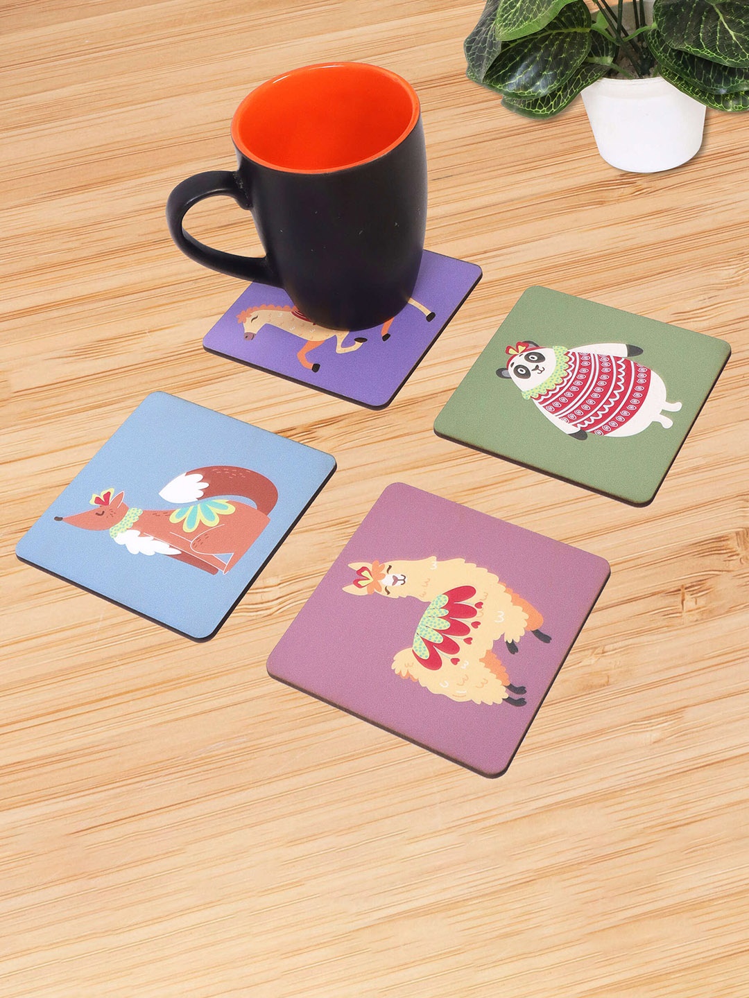Happening Hippo Blue & Green 4 Pieces Cute Animals Printed Wooden Square Coasters
Happening Hippo Blue & Green 4 Pieces Cute Animals Printed Wooden Square Coasters