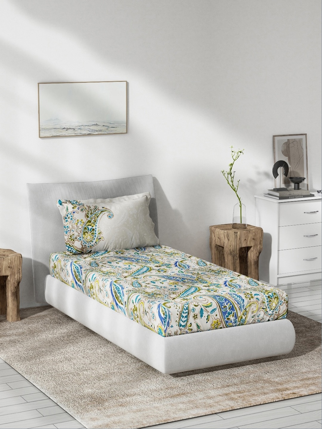 DDecor Turquoise Blue & White Ethnic Motifs 140 TC Single Bedsheet with 1 Pillow Covers
DDecor Turquoise Blue & White Ethnic Motifs 140 TC Single Bedsheet with 1 Pillow Covers