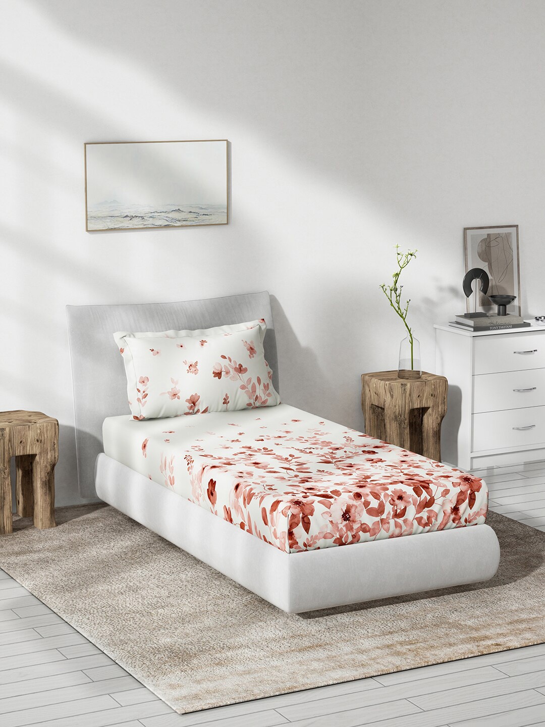 DDecor Live Beautiful White & Red Floral Cotton 140 TC Single Bedsheet with 1 Pillow Cover
DDecor Live Beautiful White & Red Floral Cotton 140 TC Single Bedsheet with 1 Pillow Cover