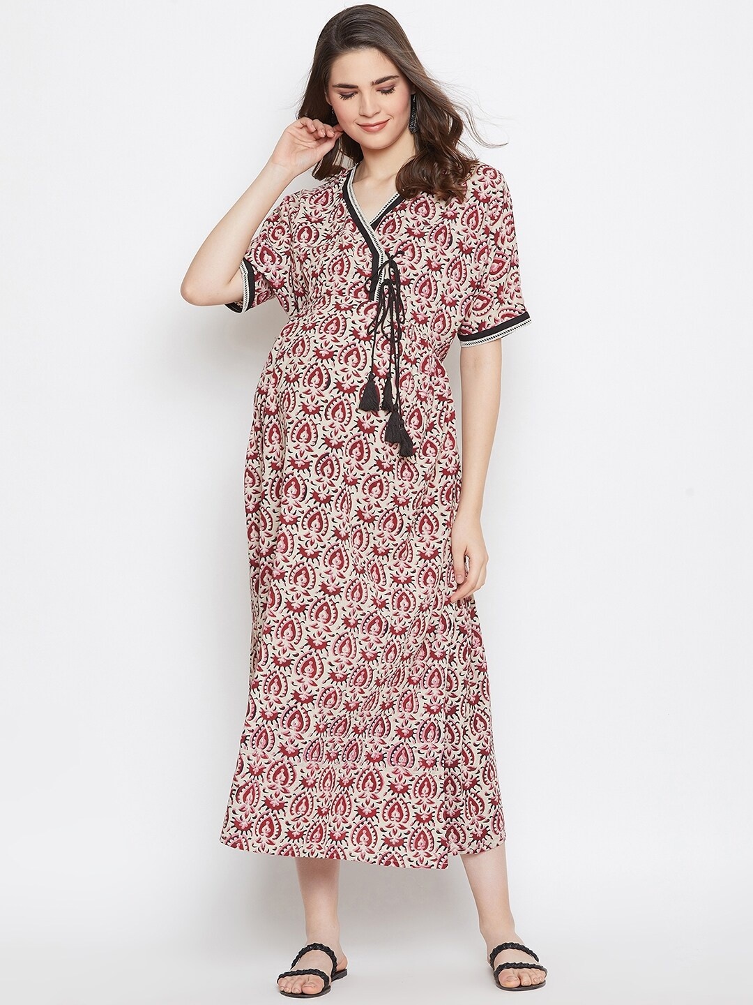 The Kaftan Company Ethnic Motifs Printed Cotton Maternity & Nursing A-Line Ethnic Dress, Beige
The Kaftan Company Ethnic Motifs Printed Cotton Maternity & Nursing A-Line Ethnic Dress, Beige