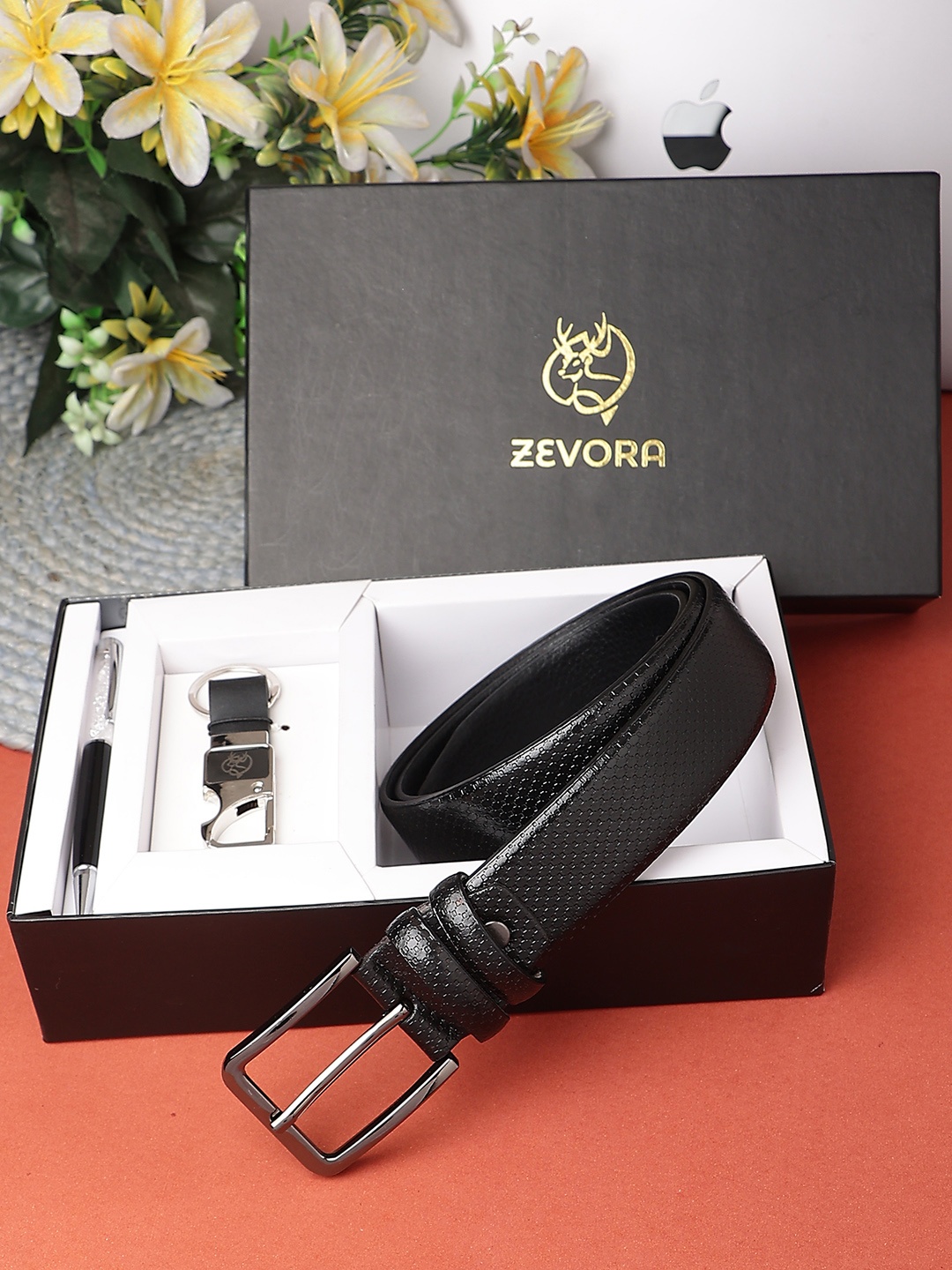 ZEVORA Men Leather Accessory Gift Set, Black