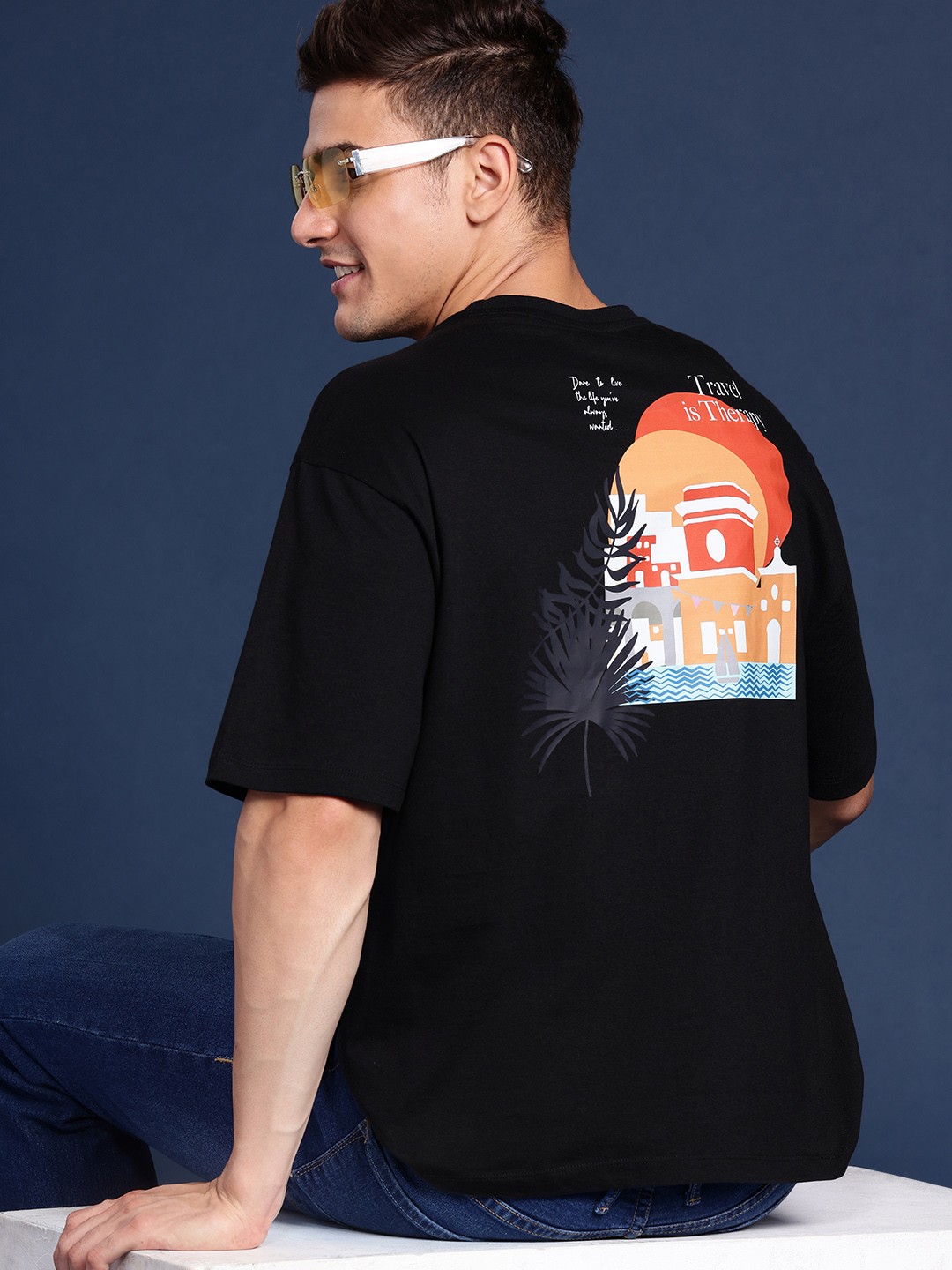 Mast & Harbour Pure Cotton Graphic Printed Drop-Shoulder Sleeves Oversized T-shirt, Black
Mast & Harbour Pure Cotton Graphic Printed Drop-Shoulder Sleeves Oversized T-shirt, Black