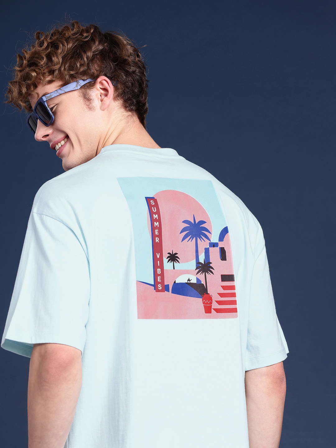Mast & Harbour Pure Cotton Graphic Printed Drop-Shoulder Sleeves Oversized T-shirt, Blue
Mast & Harbour Pure Cotton Graphic Printed Drop-Shoulder Sleeves Oversized T-shirt, Blue