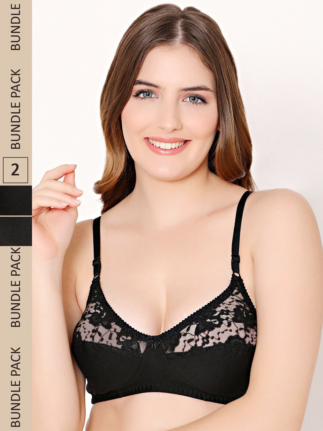 Bodycare Pack Of 2 Laced Non-Wired Non Padded Cotton Everyday Bra With All Day Comfort, Black
Bodycare Pack Of 2 Laced Non-Wired Non Padded Cotton Everyday Bra With All Day Comfort, Black