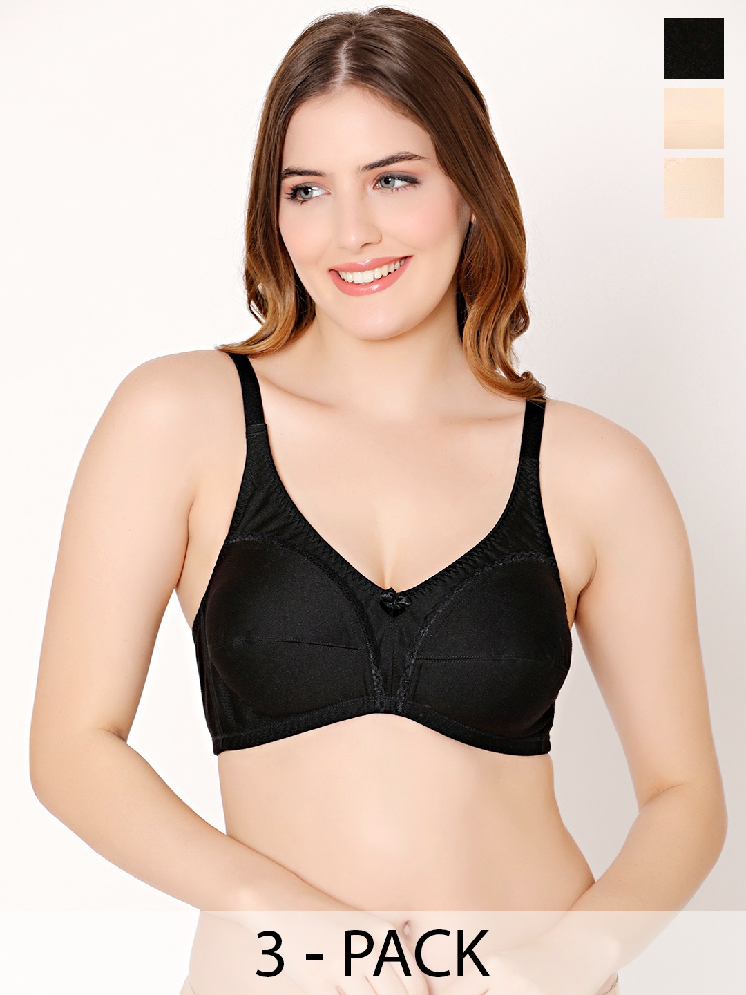 Bodycare Pack Of 3 Full Coverage Non Padded Everyday Bra With All Day Comfort, Black
Bodycare Pack Of 3 Full Coverage Non Padded Everyday Bra With All Day Comfort, Black