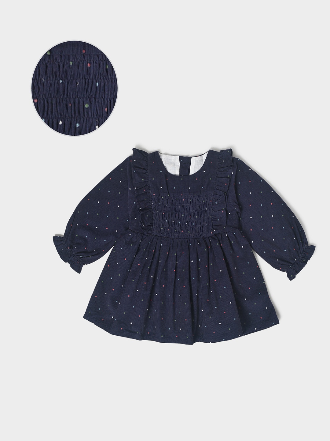 MiArcus Girls Polka Dots Printed Puff Sleeves Smocked Cotton Fit & Flare Dress, Navy blue
MiArcus Girls Polka Dots Printed Puff Sleeves Smocked Cotton Fit & Flare Dress, Navy blue