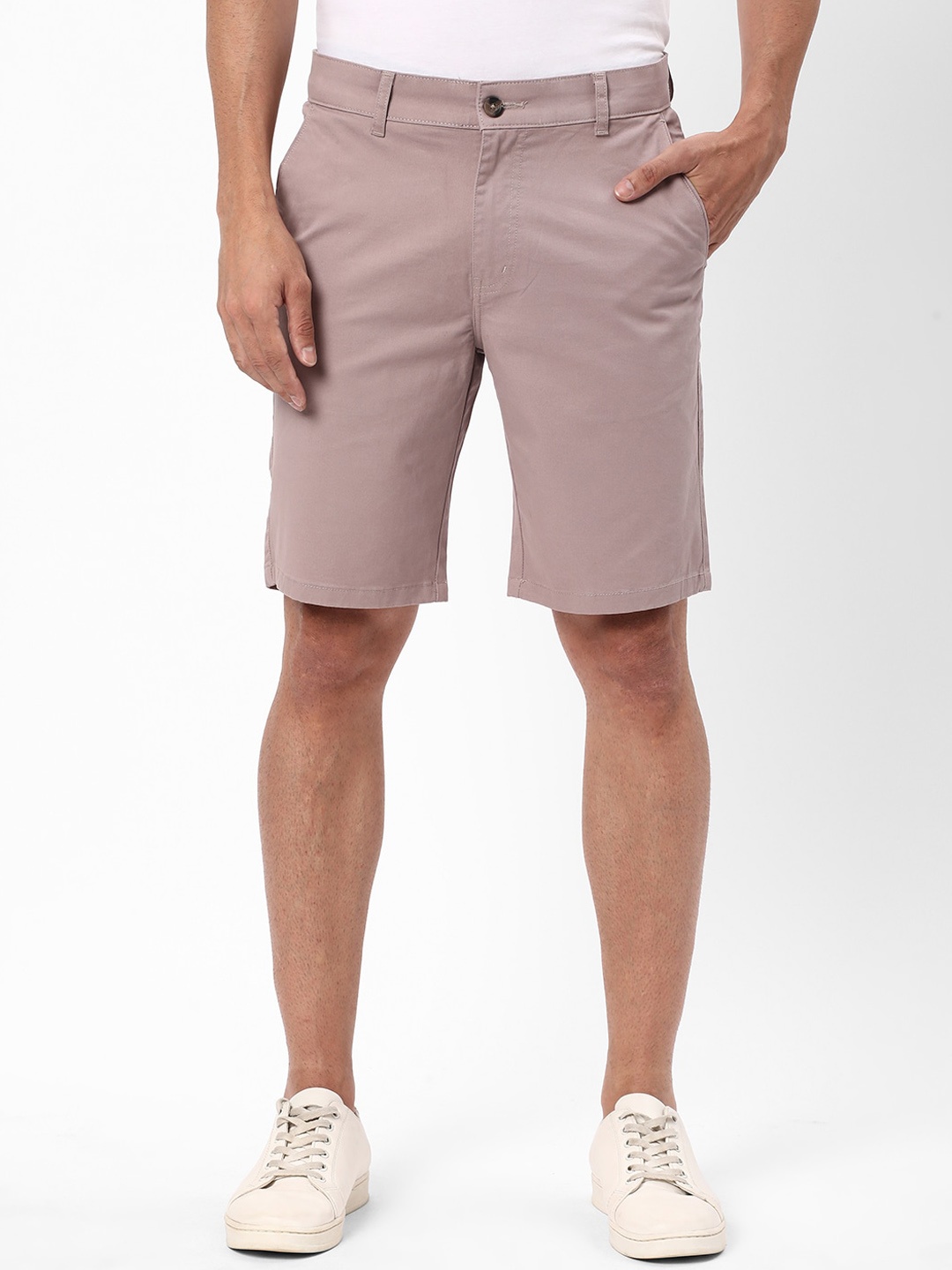 R&B Men Mid Rise Cotton Shorts, Pink
