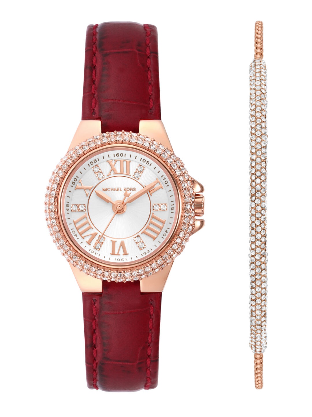 Michael Kors Analogue Leather Strap Watch Gift Set With Bracelet - MK1069SET, White
Michael Kors Analogue Leather Strap Watch Gift Set With Bracelet - MK1069SET, White