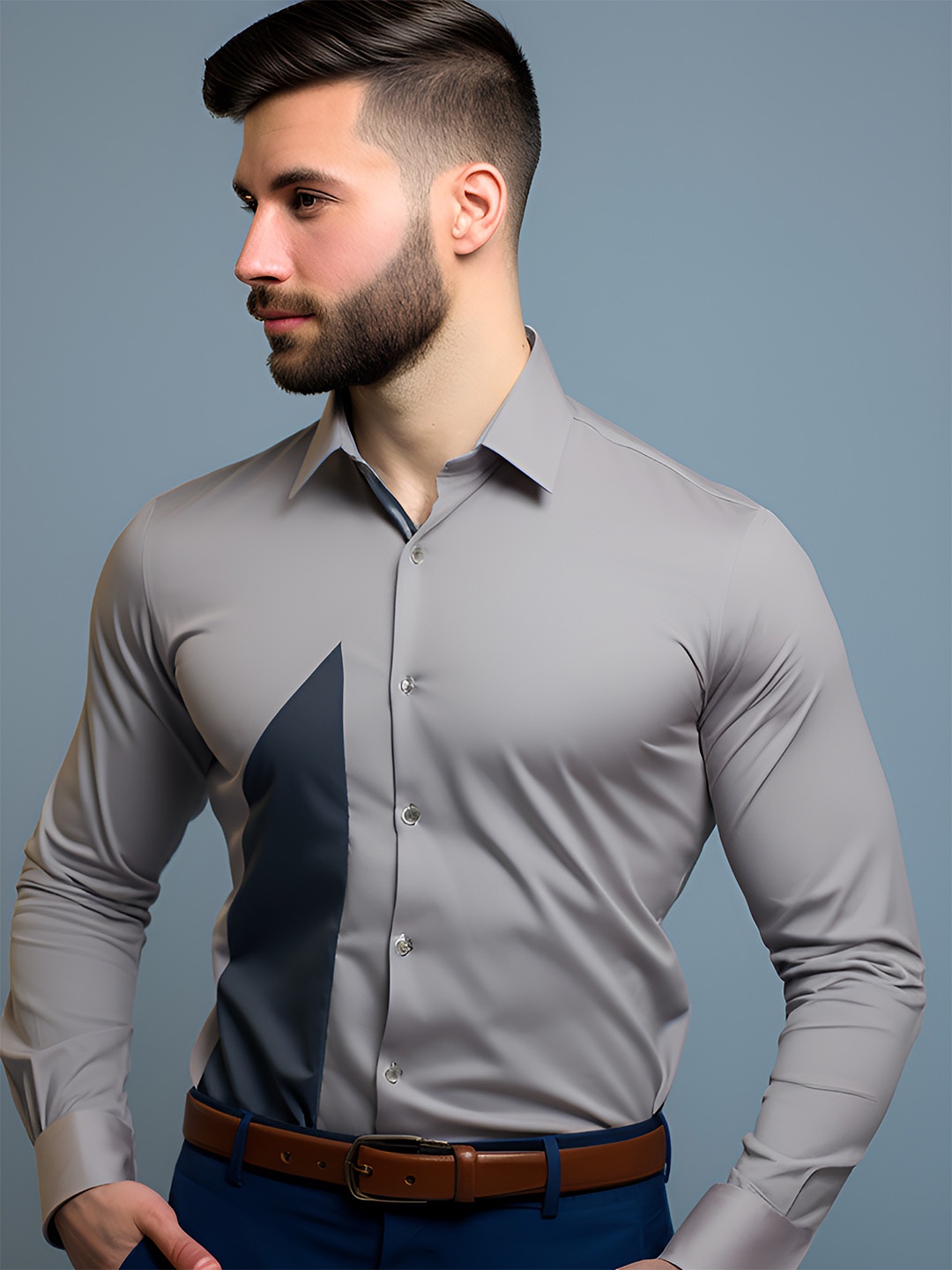 HE SPOKE Spread Collar Modern Colorblocked Twill Tailored Fit Cotton Shirt, Grey
HE SPOKE Spread Collar Modern Colorblocked Twill Tailored Fit Cotton Shirt, Grey