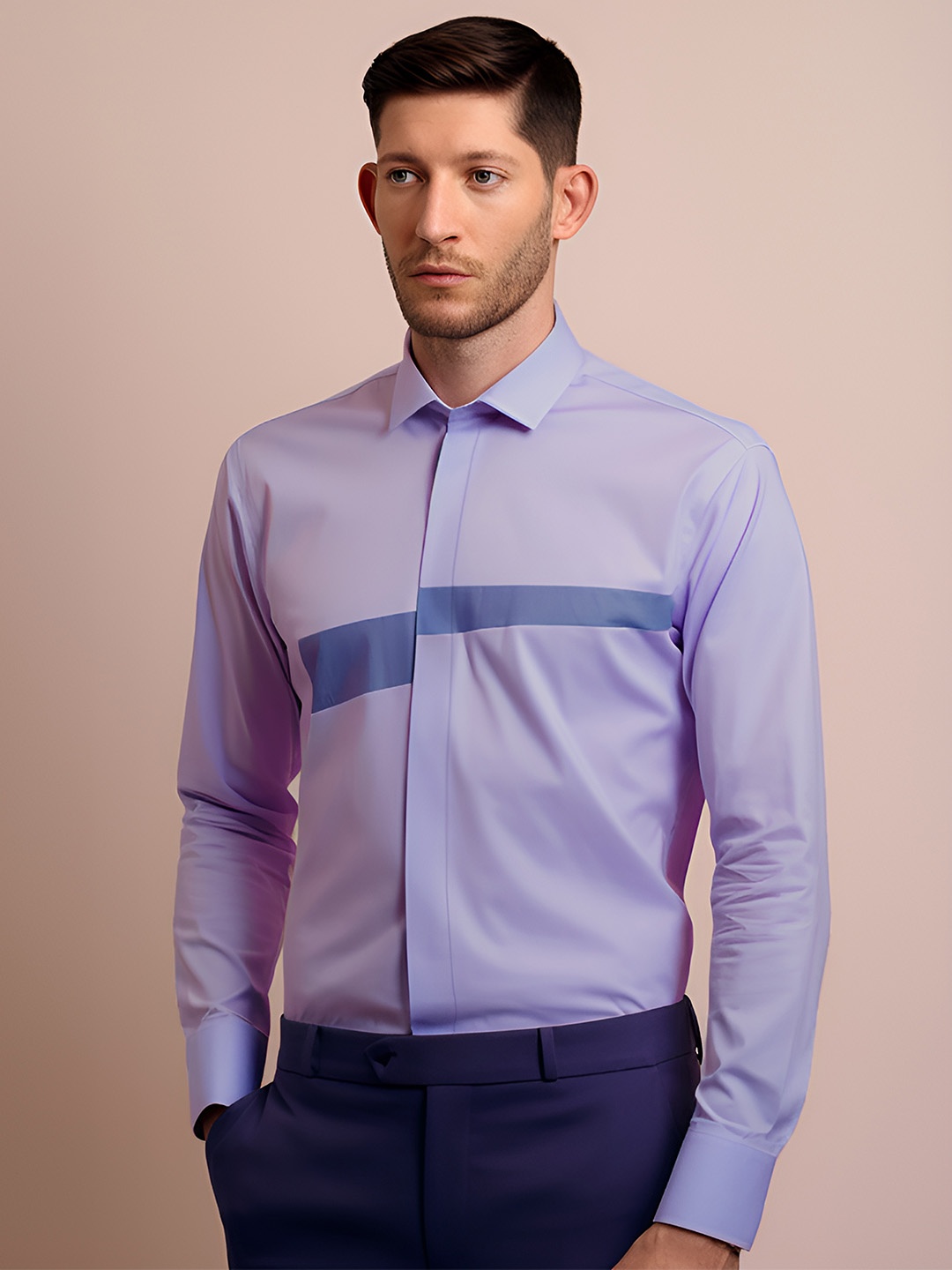 HE SPOKE Modern Tailored Fit Geometric Printed Long Sleeves Pure Cotton Twill Formal Shirt, Purple
HE SPOKE Modern Tailored Fit Geometric Printed Long Sleeves Pure Cotton Twill Formal Shirt, Purple