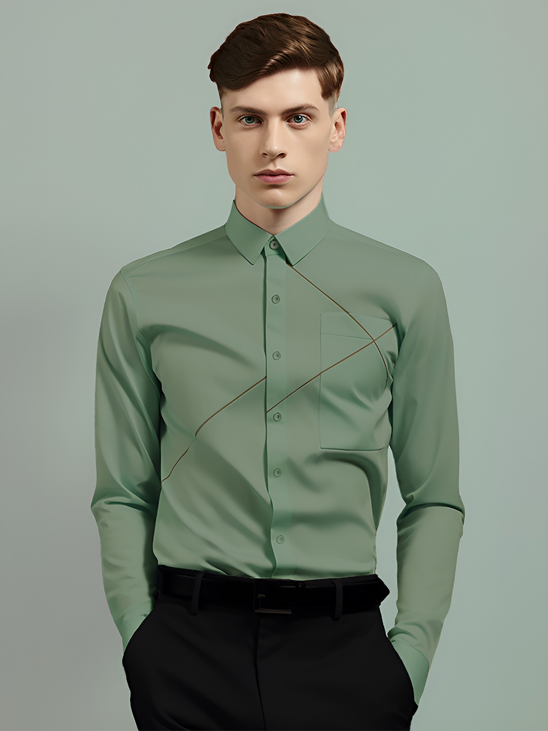 HE SPOKE Geometric Printed Modern Tailored Fit Twill Pure Cotton Casual Shirt, Green
HE SPOKE Geometric Printed Modern Tailored Fit Twill Pure Cotton Casual Shirt, Green