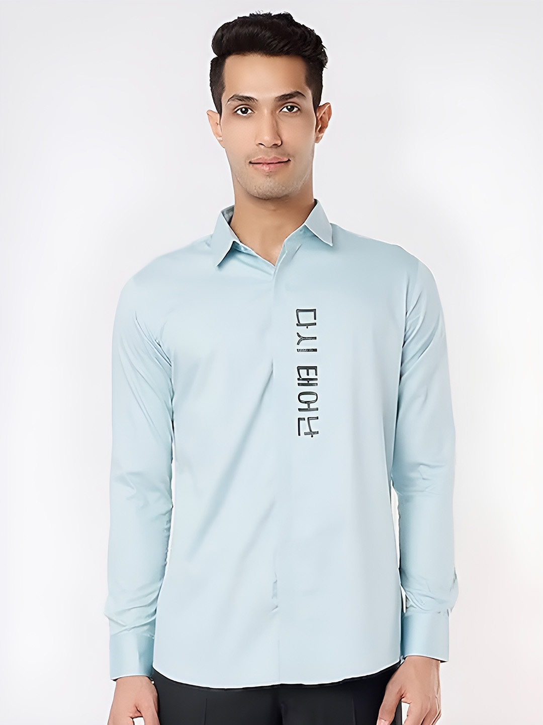 HE SPOKE Modern Tailored Fit Typography Printed Spread Collar Cotton Casual Shirt, Blue
HE SPOKE Modern Tailored Fit Typography Printed Spread Collar Cotton Casual Shirt, Blue