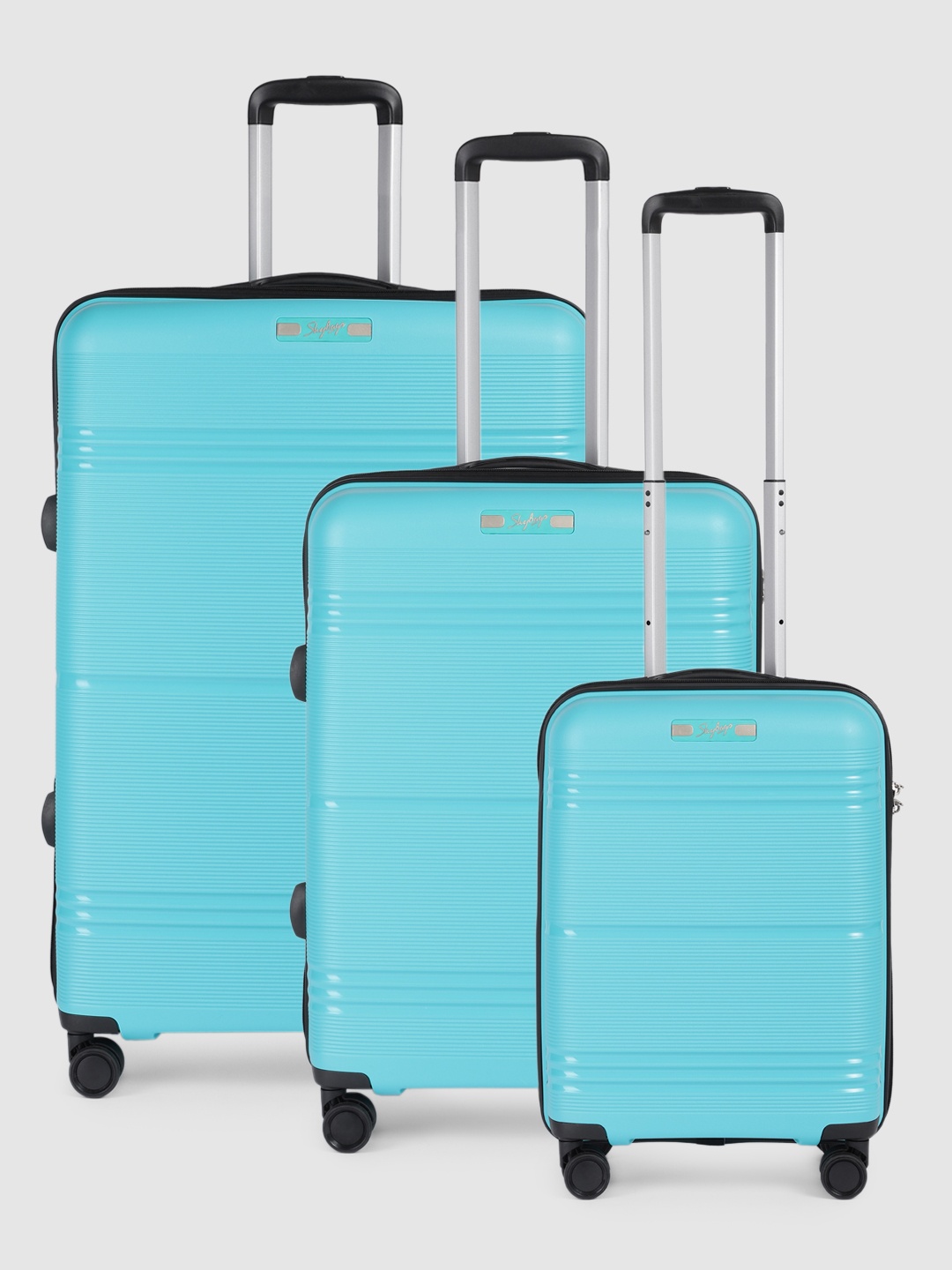 Skybags Pack of 3 Textured Paratrip Trolley Suitcases - Large, Medium & Cabin, Turquoise blue
Skybags Pack of 3 Textured Paratrip Trolley Suitcases - Large, Medium & Cabin, Turquoise blue