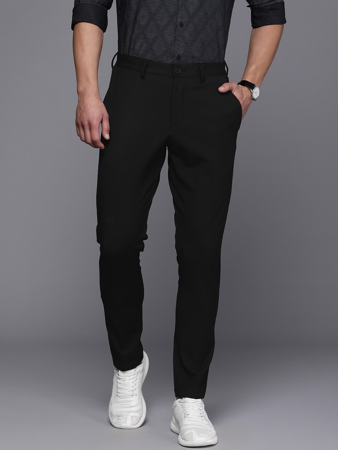 Louis Philippe Ath.Work Men Mid-Rise Comfy Tapered Fit Smart Casual Trousers, Black
Louis Philippe Ath.Work Men Mid-Rise Comfy Tapered Fit Smart Casual Trousers, Black