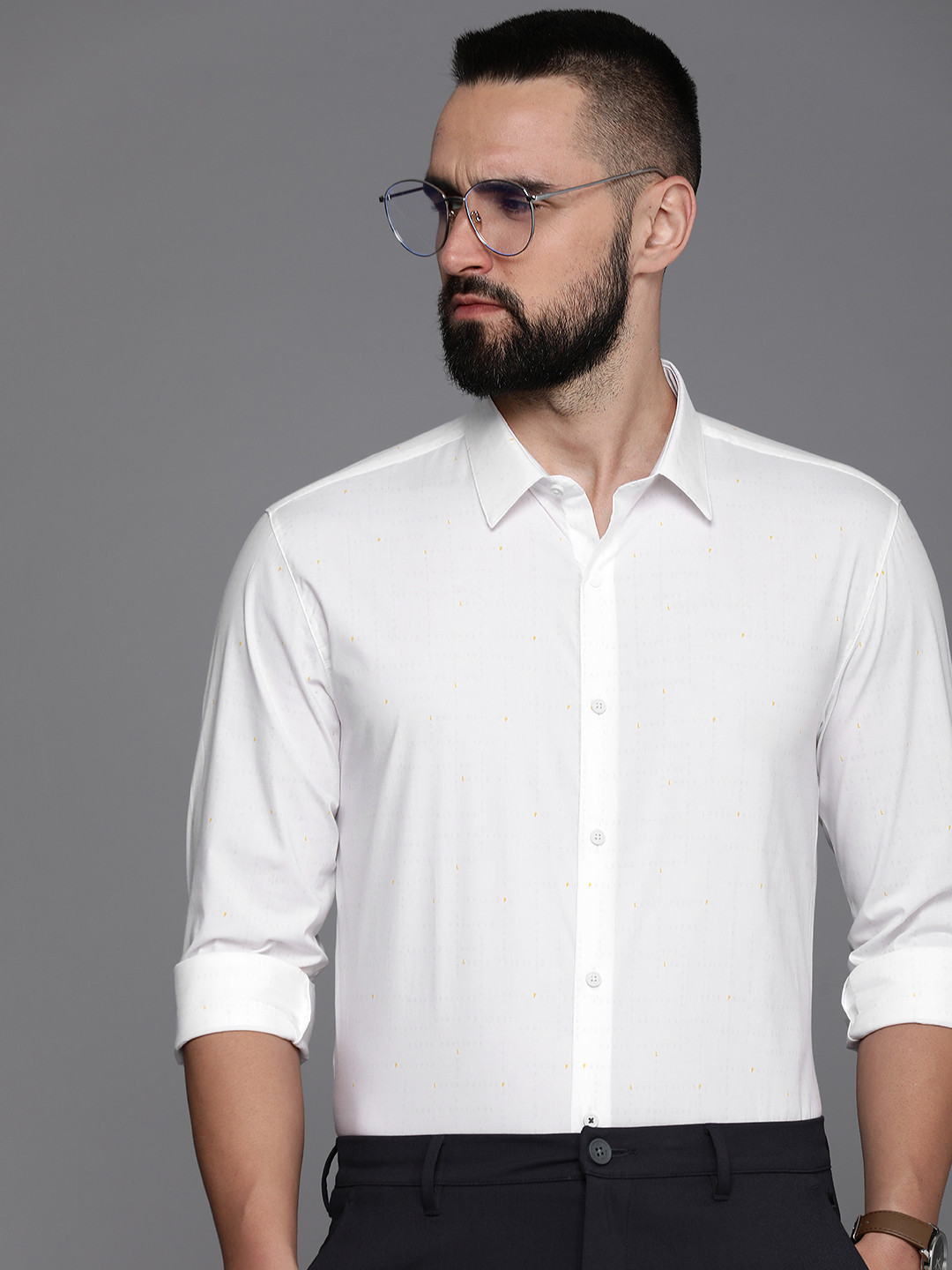 Louis Philippe Ath.Work Super Slim Fit Opaque Printed Semiformal Shirt, White
Louis Philippe Ath.Work Super Slim Fit Opaque Printed Semiformal Shirt, White