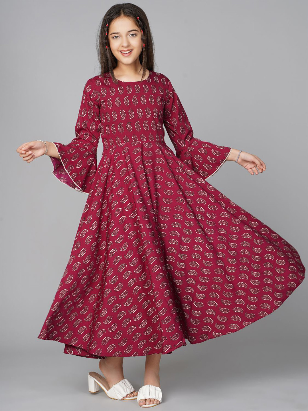 BAESD Print Round Neck Bell Sleeve Fit & Flare Maxi Dress, Maroon
BAESD Print Round Neck Bell Sleeve Fit & Flare Maxi Dress, Maroon