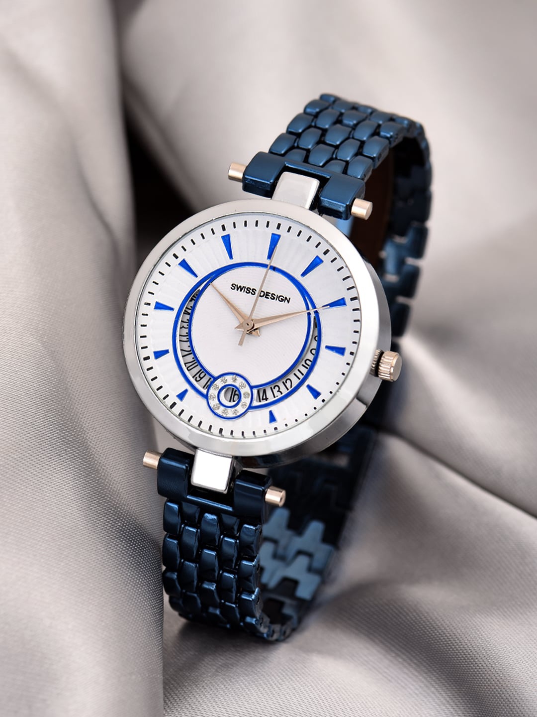 Swiss Design Women Embellished Dial & Bracelet Style Straps Analogue Watch SDWatch23-B3, Blue
Swiss Design Women Embellished Dial & Bracelet Style Straps Analogue Watch SDWatch23-B3, Blue
