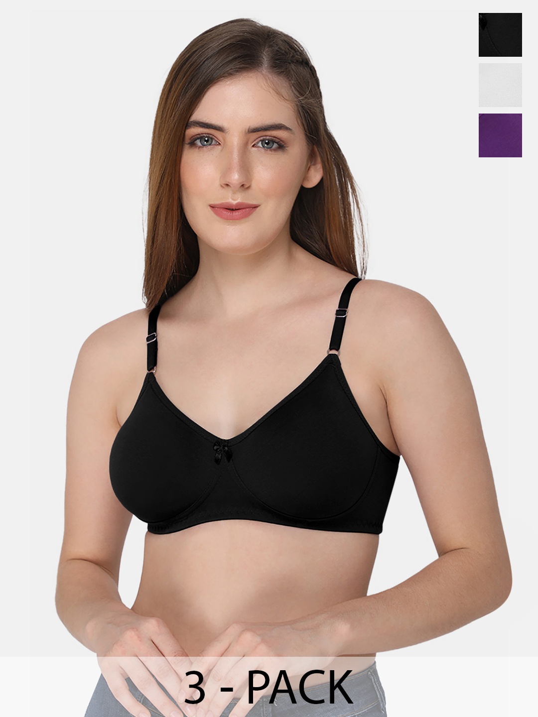 intimacy LINGERIE Pack Of 3 Medium Coverage Non Padded Everyday Bra With All Day Comfort, Black
intimacy LINGERIE Pack Of 3 Medium Coverage Non Padded Everyday Bra With All Day Comfort, Black