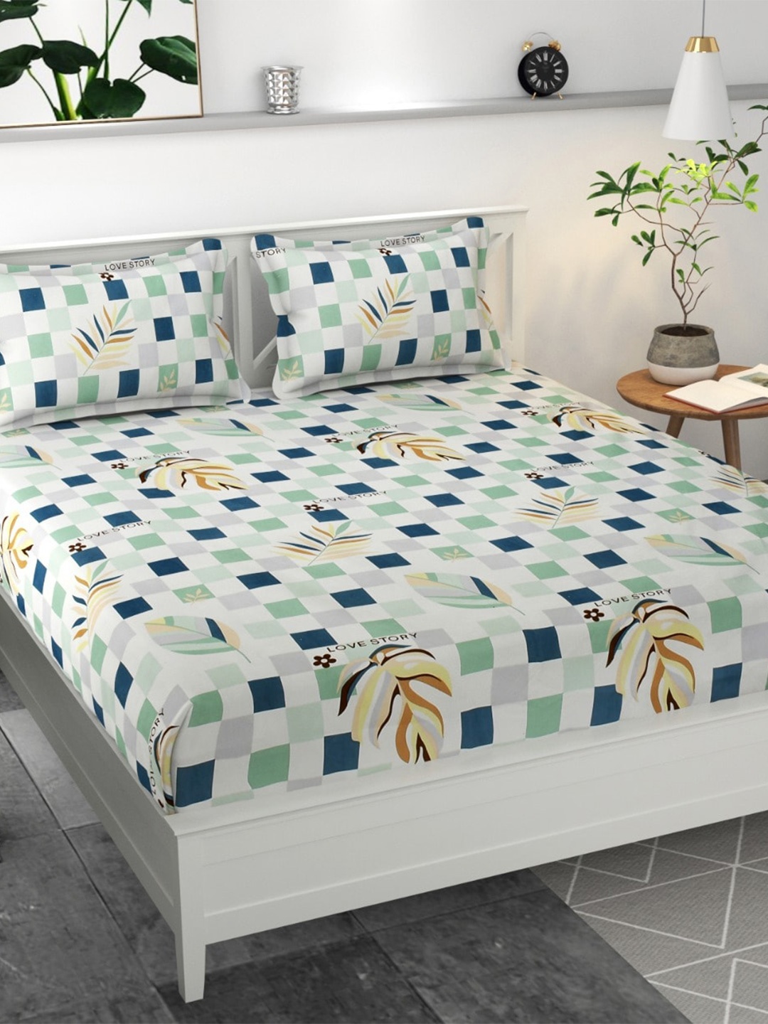 Bajo's White & Blue Printed Cotton 300 TC Fitted Queen Bedsheet with 2 Pillow Covers
Bajo's White & Blue Printed Cotton 300 TC Fitted Queen Bedsheet with 2 Pillow Covers