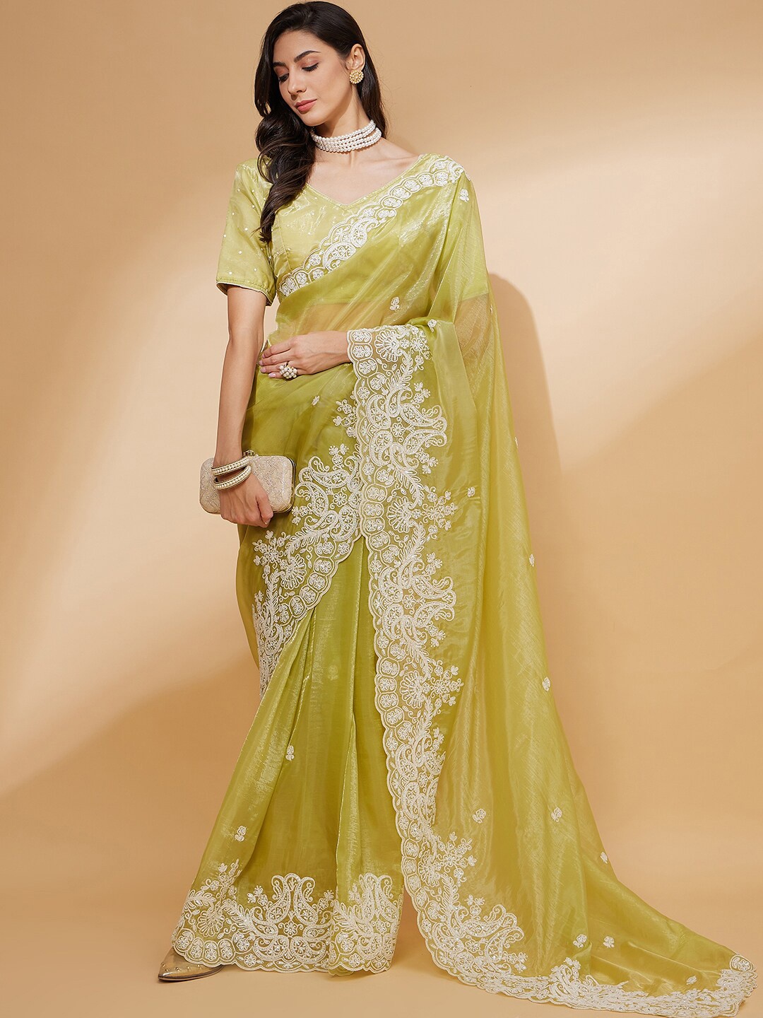 all about you Floral Embroidered Pure Chiffon Cut Work With Lace Border Saree, Olive
all about you Floral Embroidered Pure Chiffon Cut Work With Lace Border Saree, Olive