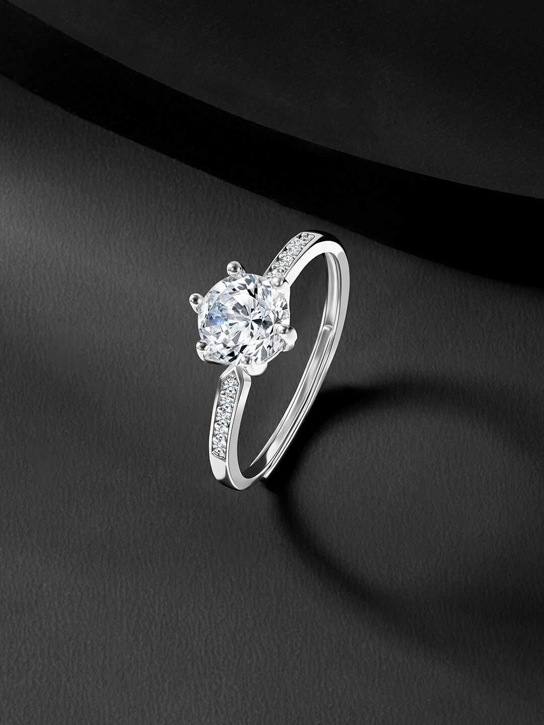 Silvora by Peora 92.5 Sterling Silver Rhodium-Plated CZ-Studded Adjustable Finger Ring
Silvora by Peora 92.5 Sterling Silver Rhodium-Plated CZ-Studded Adjustable Finger Ring