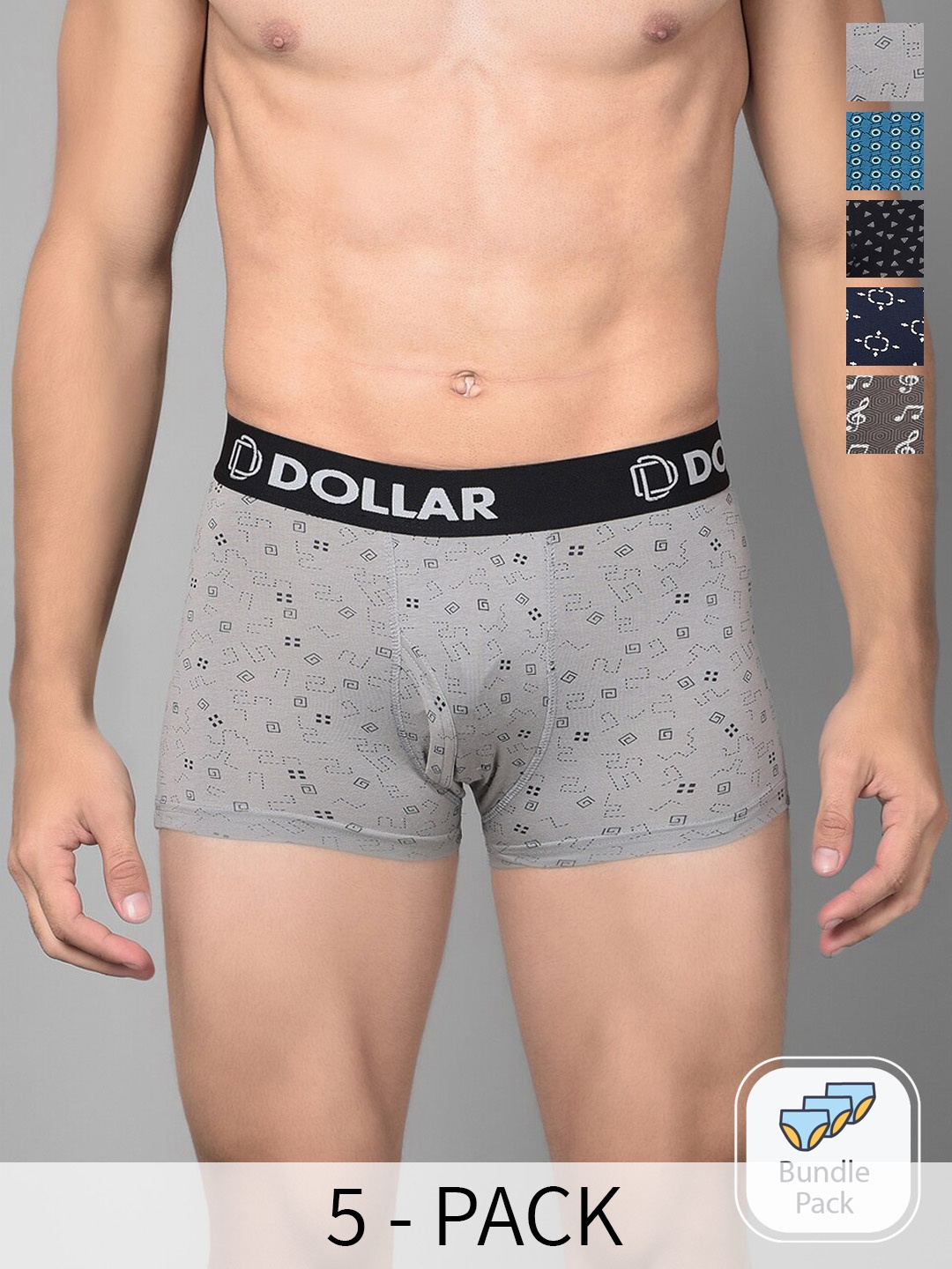 Dollar Bigboss Men Printed Pack 5 Shuffle Intellisoft Cotton Spandex Trunk MBTR-16P, Assorted
Dollar Bigboss Men Printed Pack 5 Shuffle Intellisoft Cotton Spandex Trunk MBTR-16P, Assorted