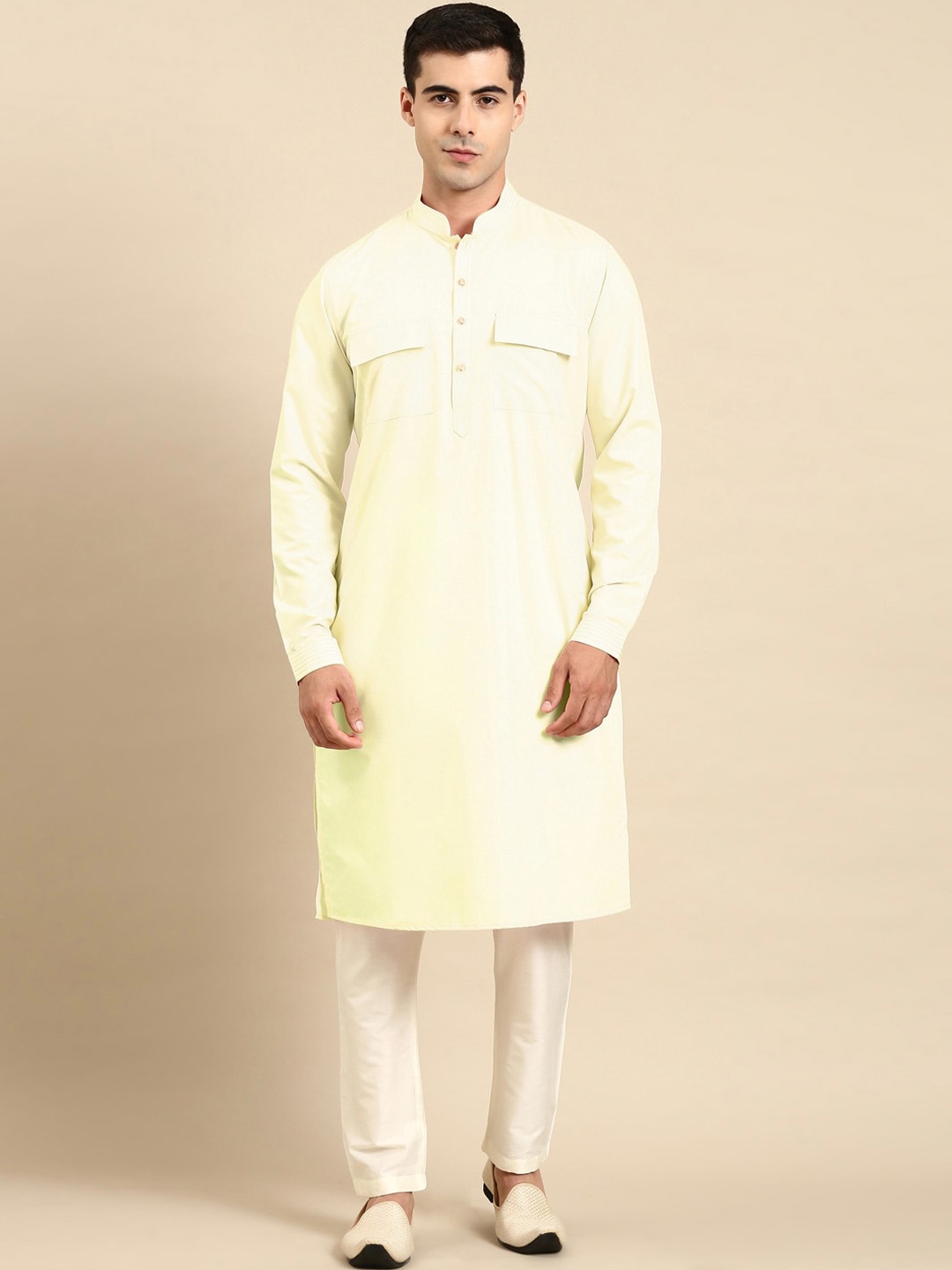 TheEthnic.Co Pure Cotton Straight Kurta with Pyjamas, Yellow