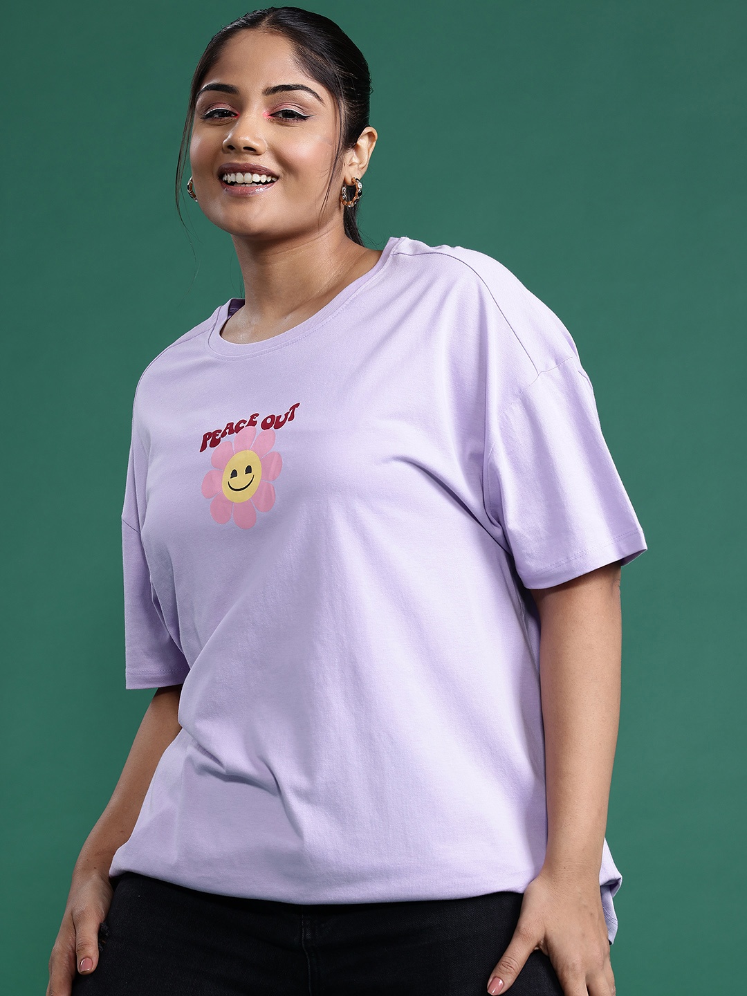 DressBerry Curve Plus Size Printed Drop-Shoulder Sleeves Oversized Pure Cotton T-shirt, Lavender
DressBerry Curve Plus Size Printed Drop-Shoulder Sleeves Oversized Pure Cotton T-shirt, Lavender