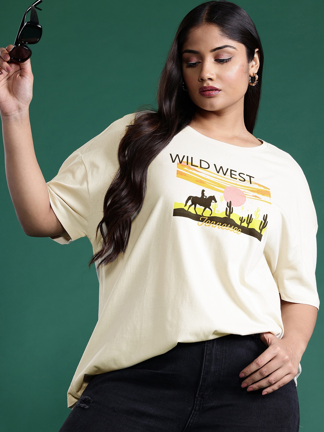 DressBerry Curve Plus Size Printed Drop-Shoulder Sleeves Oversized Pure Cotton T-shirt, Beige
DressBerry Curve Plus Size Printed Drop-Shoulder Sleeves Oversized Pure Cotton T-shirt, Beige