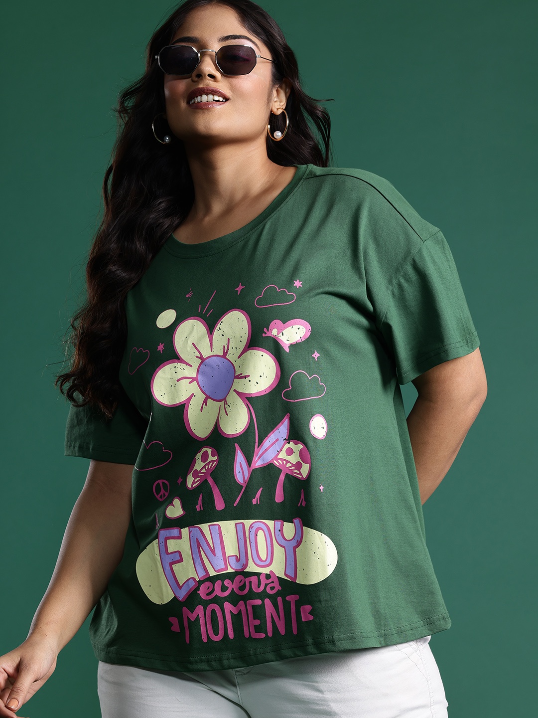 DressBerry Curve Plus Size Floral Printed Drop-Shoulder Sleeves Pure Cotton T-shirt, Green
DressBerry Curve Plus Size Floral Printed Drop-Shoulder Sleeves Pure Cotton T-shirt, Green