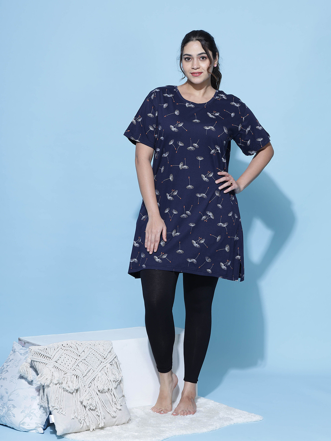 9shines Label Conversational Printed Round Neck Pure Cotton T-shirt Nightdress, Navy blue
9shines Label Conversational Printed Round Neck Pure Cotton T-shirt Nightdress, Navy blue