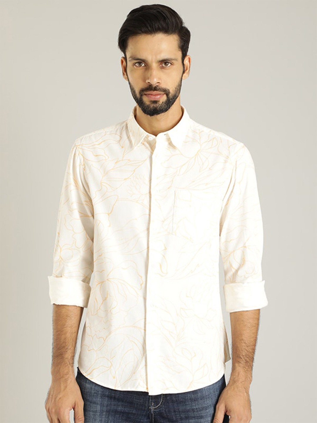 Indian Terrain Classic Fit Floral Printed Spread Collar Casual Pure Cotton Shirt, White
Indian Terrain Classic Fit Floral Printed Spread Collar Casual Pure Cotton Shirt, White