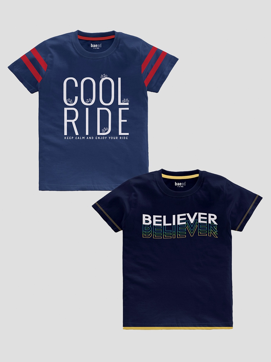 BAESD Boys Pack Of 2 Slim Fit Typography Printed Pure Cotton Casual T-shirt, Navy blue
BAESD Boys Pack Of 2 Slim Fit Typography Printed Pure Cotton Casual T-shirt, Navy blue