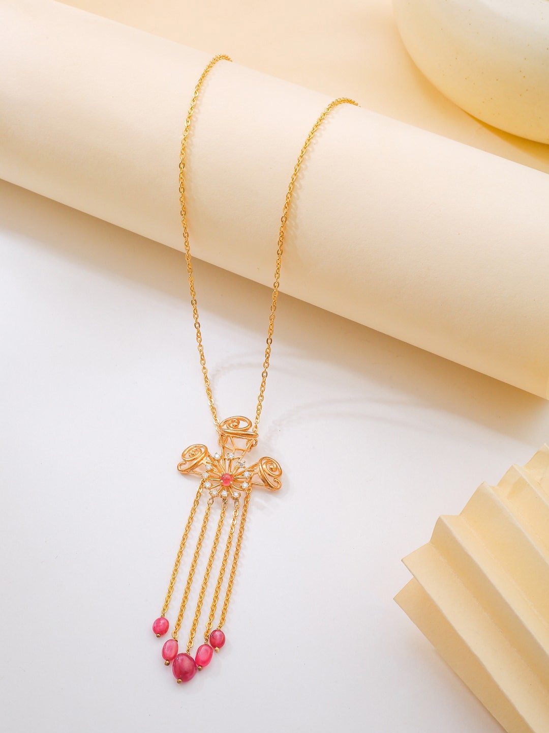 Kicky And Perky 925 Sterling silver Precious Ruby & Mossanite Studded Pendant with Chain, Rose gold
Kicky And Perky 925 Sterling silver Precious Ruby & Mossanite Studded Pendant with Chain, Rose gold
