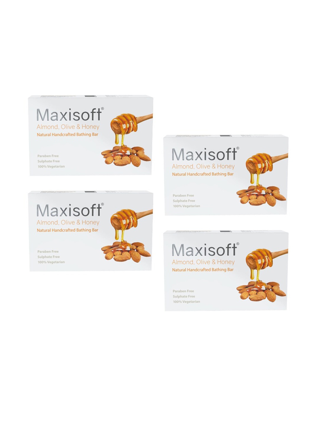 Maxisoft Set of 4 Almond-Olive-Honey Natural Handcrafted Bathing Bar - 100 g each, White
Maxisoft Set of 4 Almond-Olive-Honey Natural Handcrafted Bathing Bar - 100 g each, White