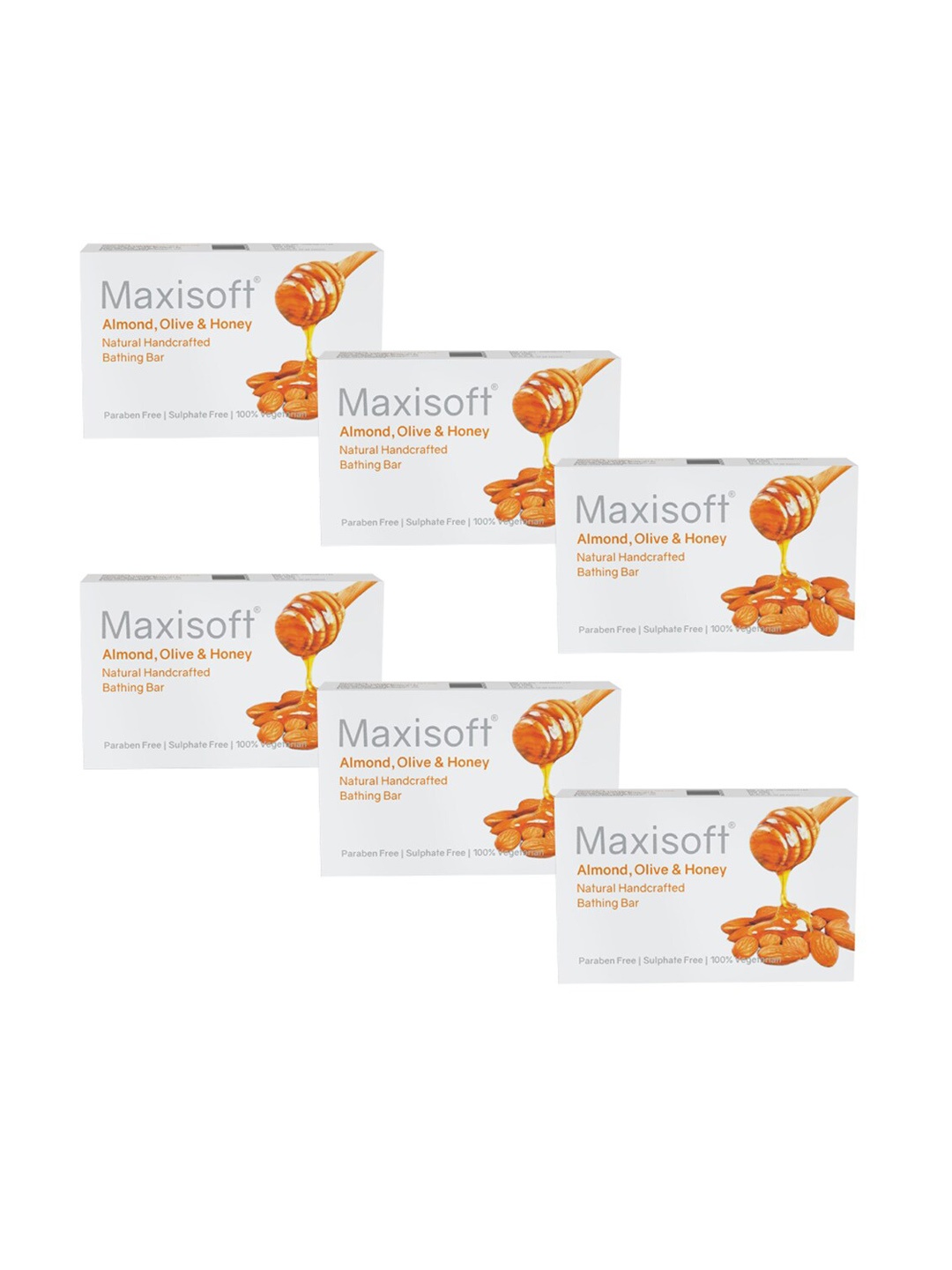 Maxisoft Set of 6 Almond-Olive-Honey Natural Handcrafted Bathing Bar - 75 g each, White
Maxisoft Set of 6 Almond-Olive-Honey Natural Handcrafted Bathing Bar - 75 g each, White