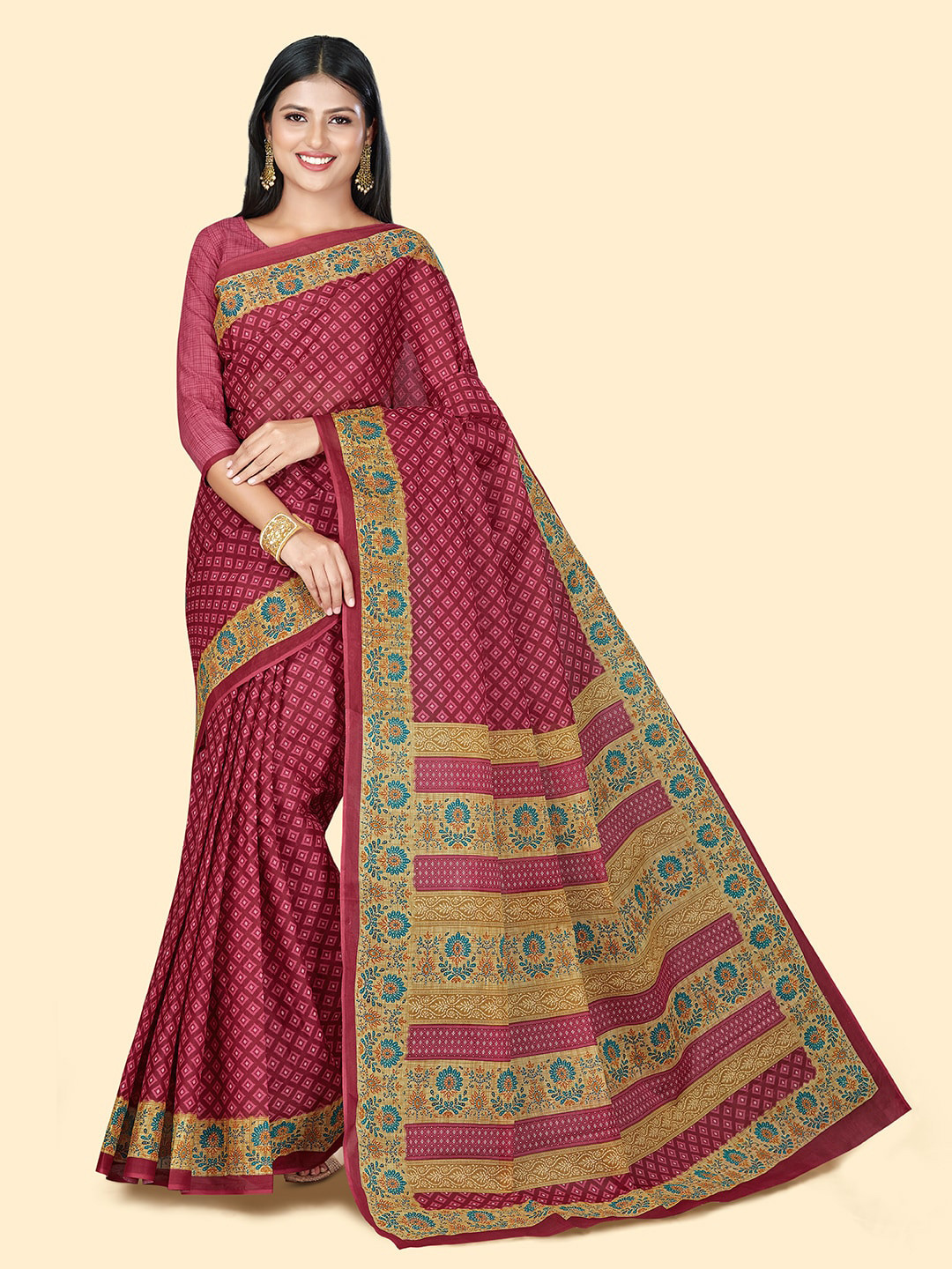 SHANVIKA Geometric Printed Pure Cotton Block Print Saree, Pink
SHANVIKA Geometric Printed Pure Cotton Block Print Saree, Pink