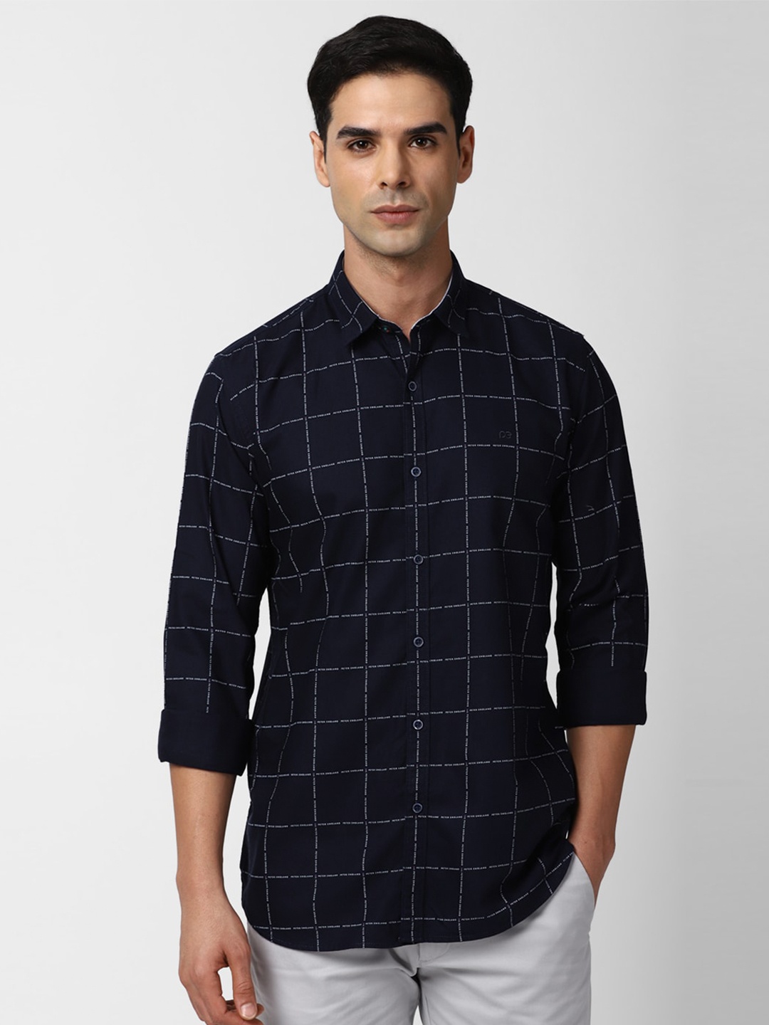 Peter England Casuals Windowpane Checks Checked Slim Fit Pure Cotton Casual Shirt, Navy blue
Peter England Casuals Windowpane Checks Checked Slim Fit Pure Cotton Casual Shirt, Navy blue