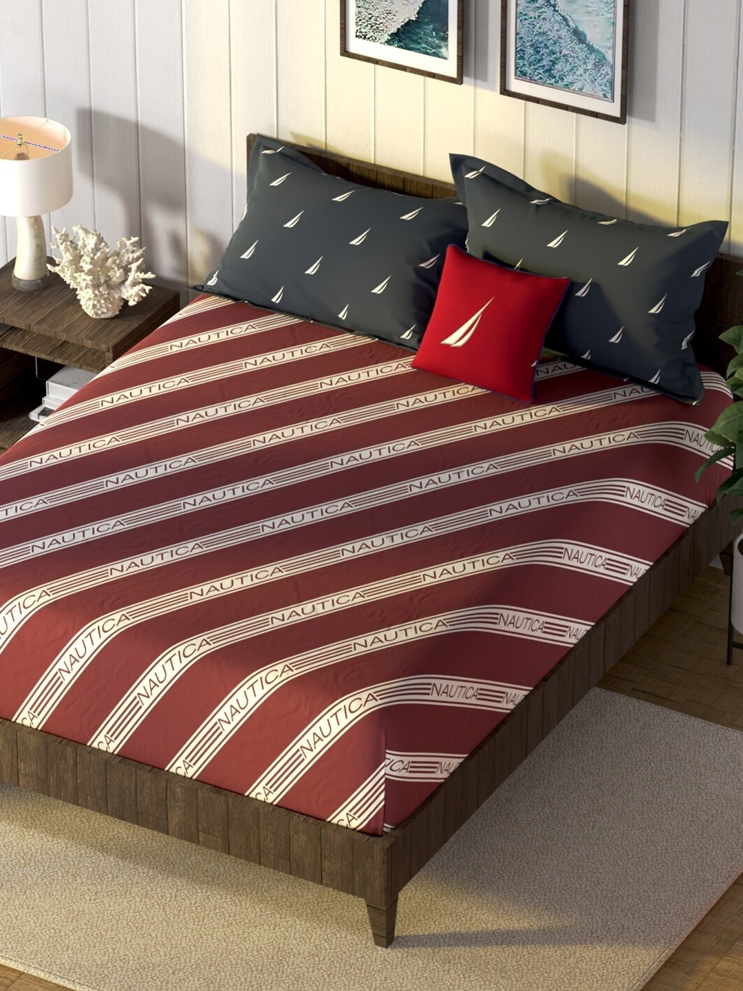 Nautica Noridge Red & White Printed Cotton 160 TC King Bedsheet with 2 Pillow Covers
Nautica Noridge Red & White Printed Cotton 160 TC King Bedsheet with 2 Pillow Covers
