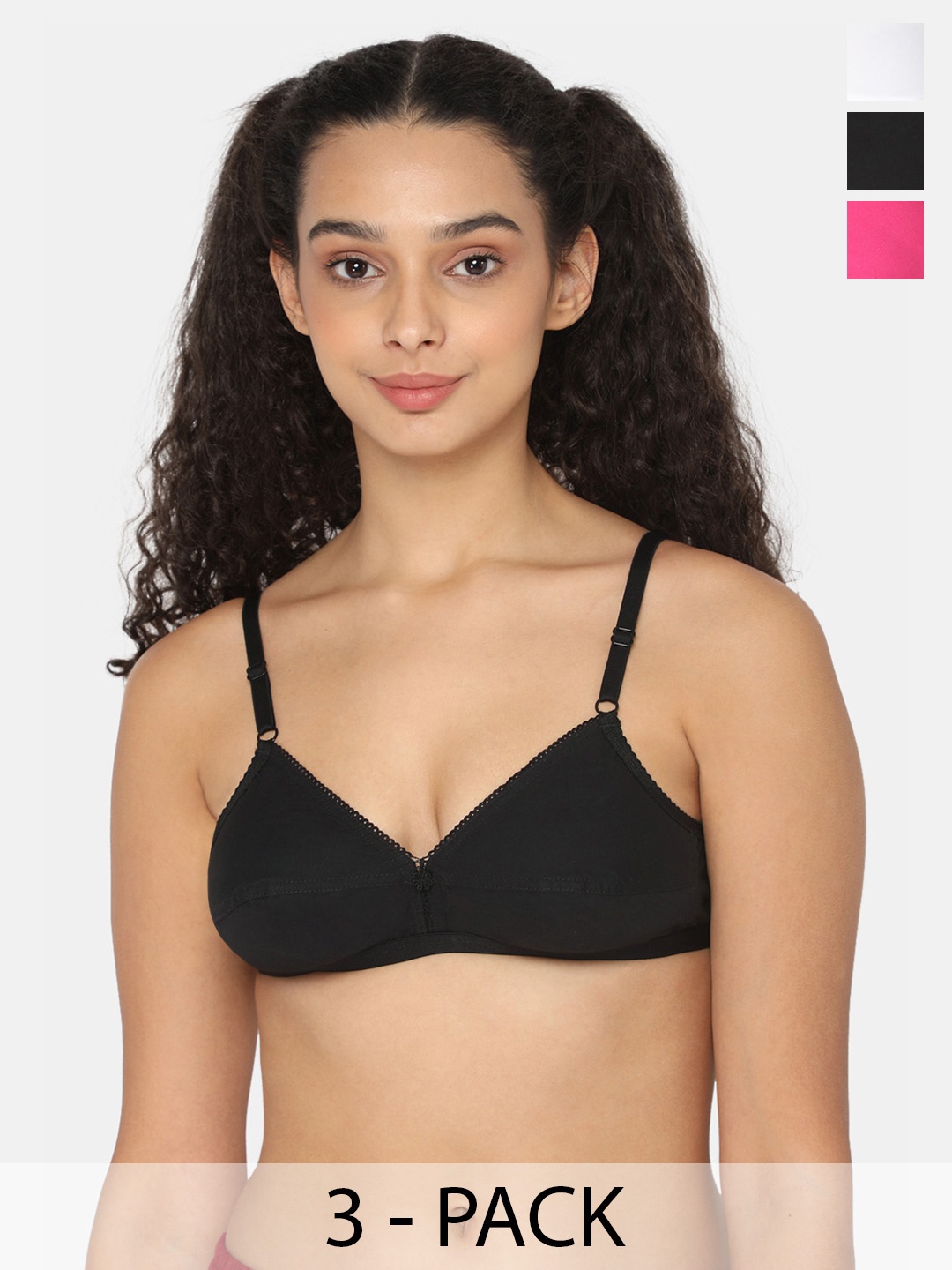 NAIDU HALL Pack of 3 Cotton Everyday Bra Non Padded Medium Coverage All Day Comfort, Black
NAIDU HALL Pack of 3 Cotton Everyday Bra Non Padded Medium Coverage All Day Comfort, Black