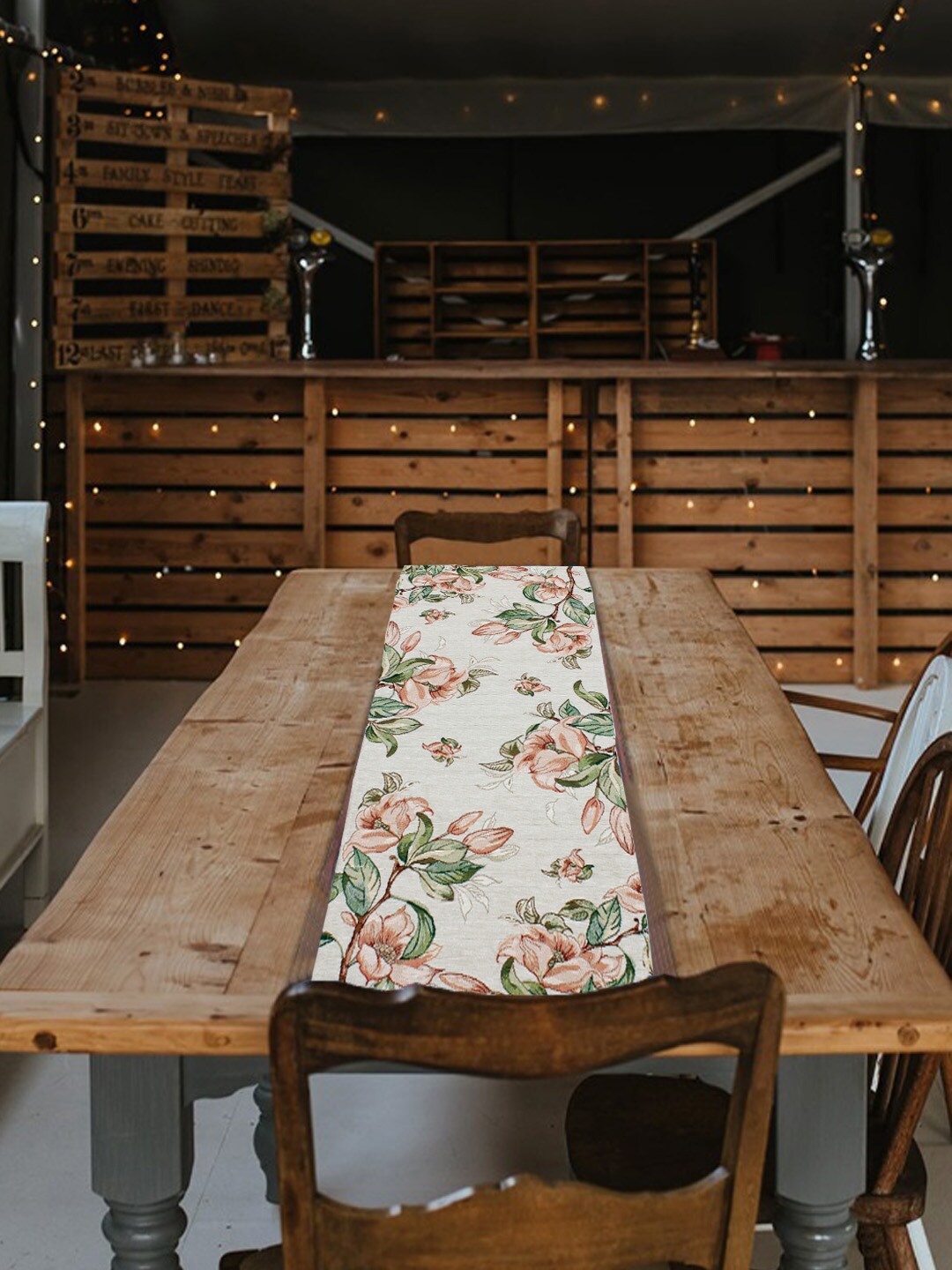 AVI Living Green Floral Printed Table Runner, Beige