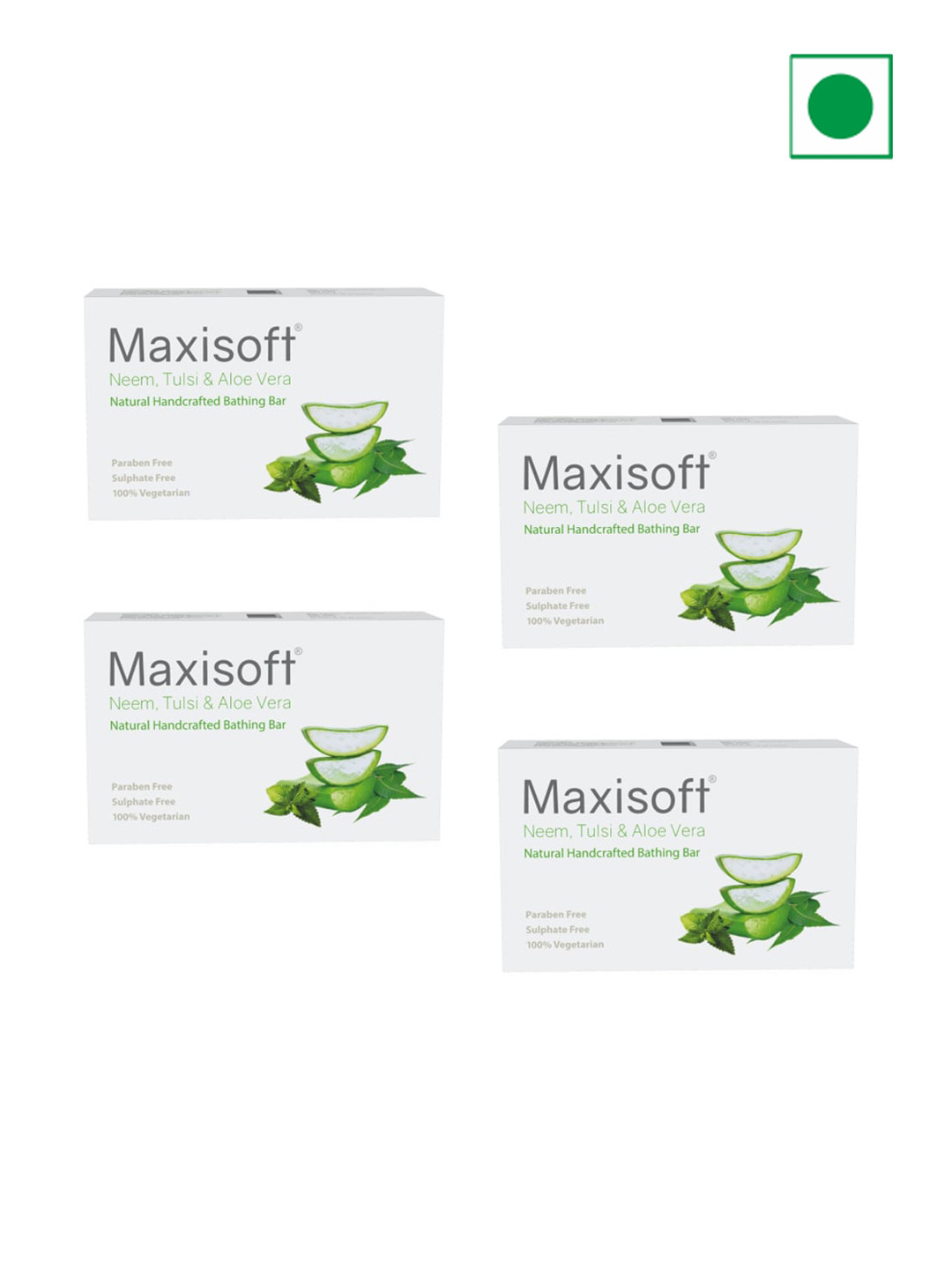 Maxisoft Set of 4 Neem, Tulsi & Aloe Vera Natural Handcrafted Bathing Bar - 100 g Each, White
Maxisoft Set of 4 Neem, Tulsi & Aloe Vera Natural Handcrafted Bathing Bar - 100 g Each, White