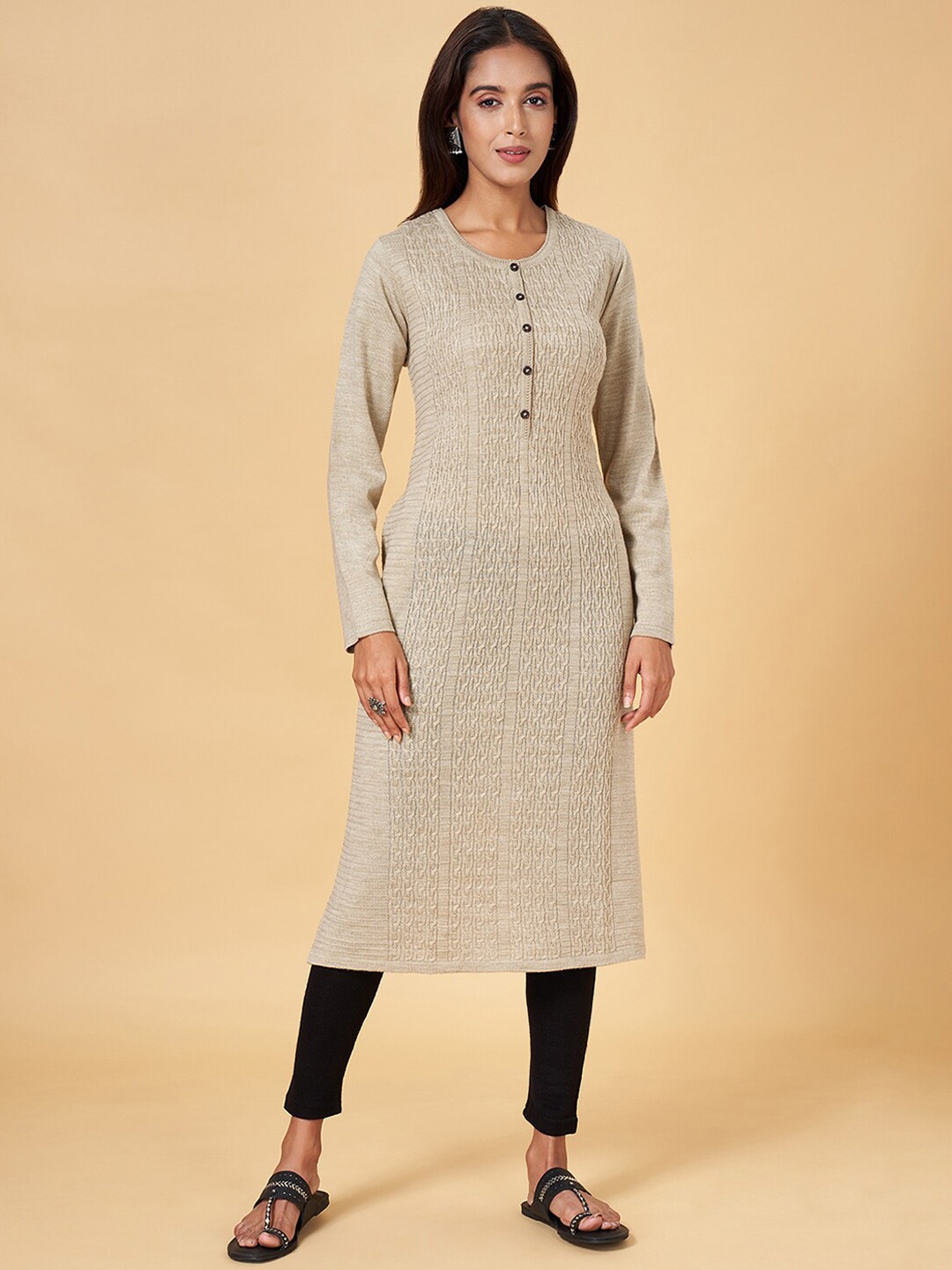 RANGMANCH BY PANTALOONS Ethnic Motifs Woven Design Thread Work Acrylic Kurta, Off white
RANGMANCH BY PANTALOONS Ethnic Motifs Woven Design Thread Work Acrylic Kurta, Off white