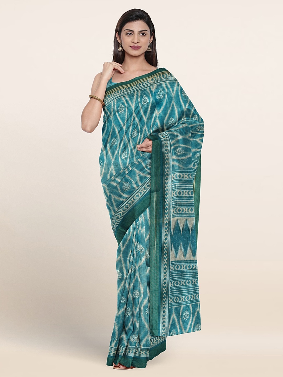 Pothys Ethnic Motifs Printed Saree, Blue