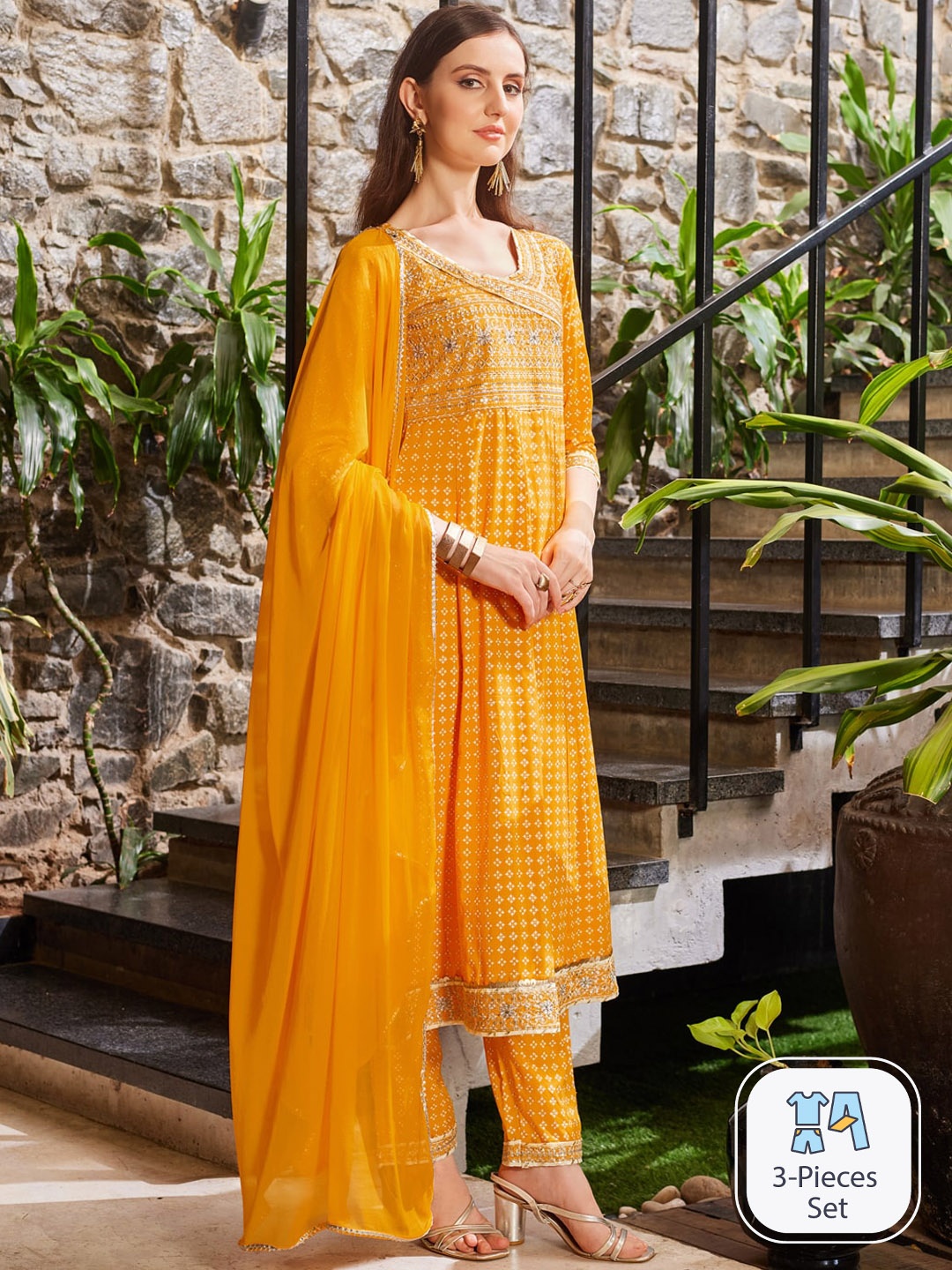 Berrylicious Women Mustard Yellow Ethnic Motifs Printed Regular Thread Work Pure Cotton Kurta with Trousers
Berrylicious Women Mustard Yellow Ethnic Motifs Printed Regular Thread Work Pure Cotton Kurta with Trousers