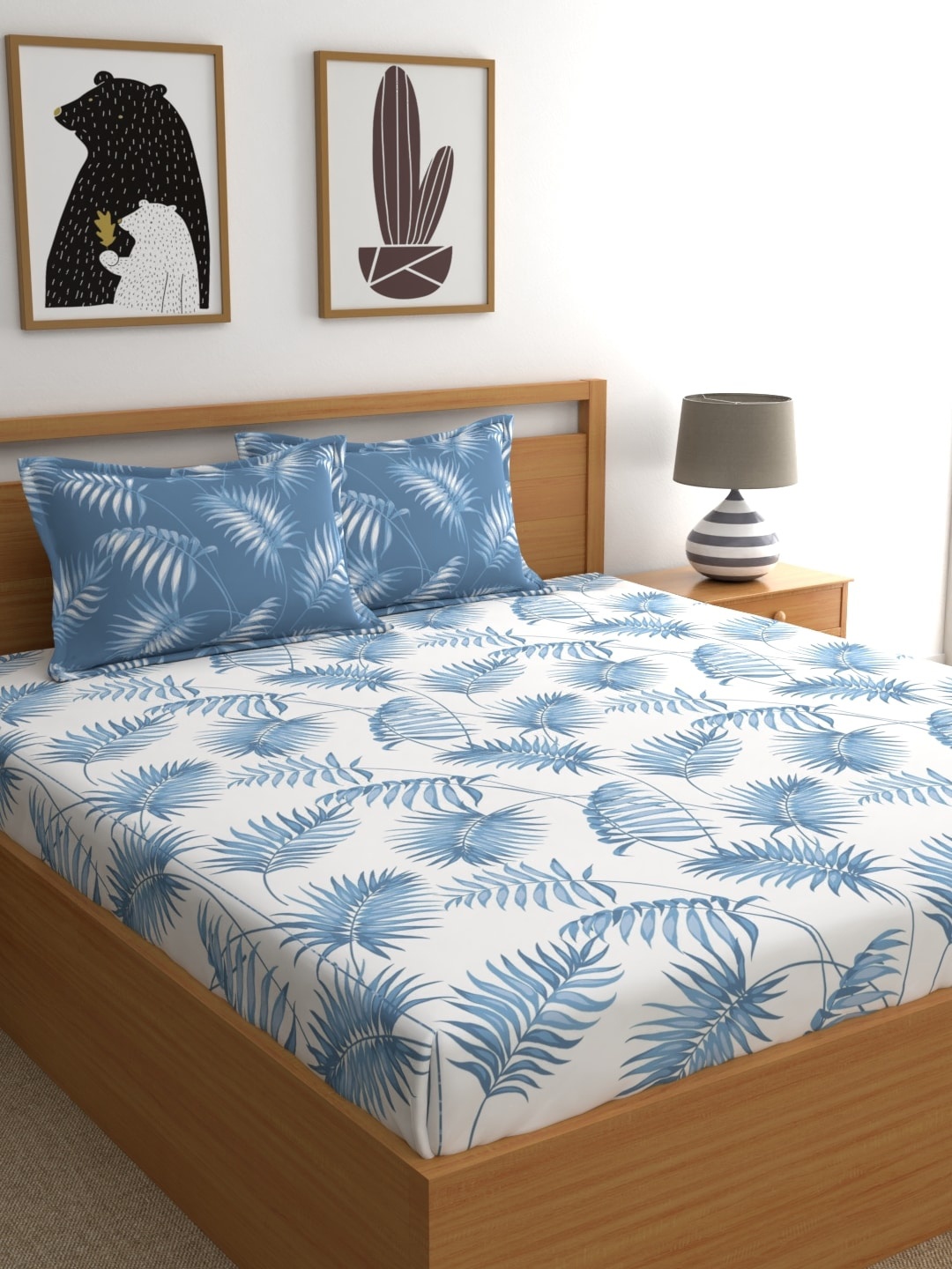 Home Ecstasy Blue & White Printed Cotton 140 TC Fitted King Bedsheet with 2 Pillow Covers
Home Ecstasy Blue & White Printed Cotton 140 TC Fitted King Bedsheet with 2 Pillow Covers