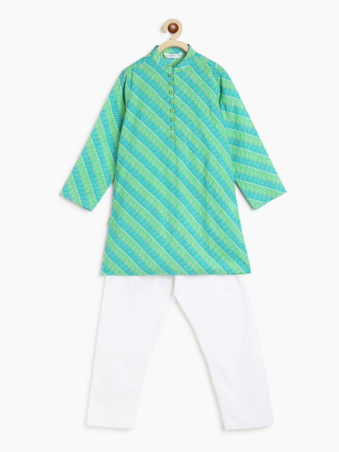 Campana Boys Bandhani Printed Mandarin Collar Regular Pure Cotton Kurta with Pyjamas, Turquoise blue
Campana Boys Bandhani Printed Mandarin Collar Regular Pure Cotton Kurta with Pyjamas, Turquoise blue