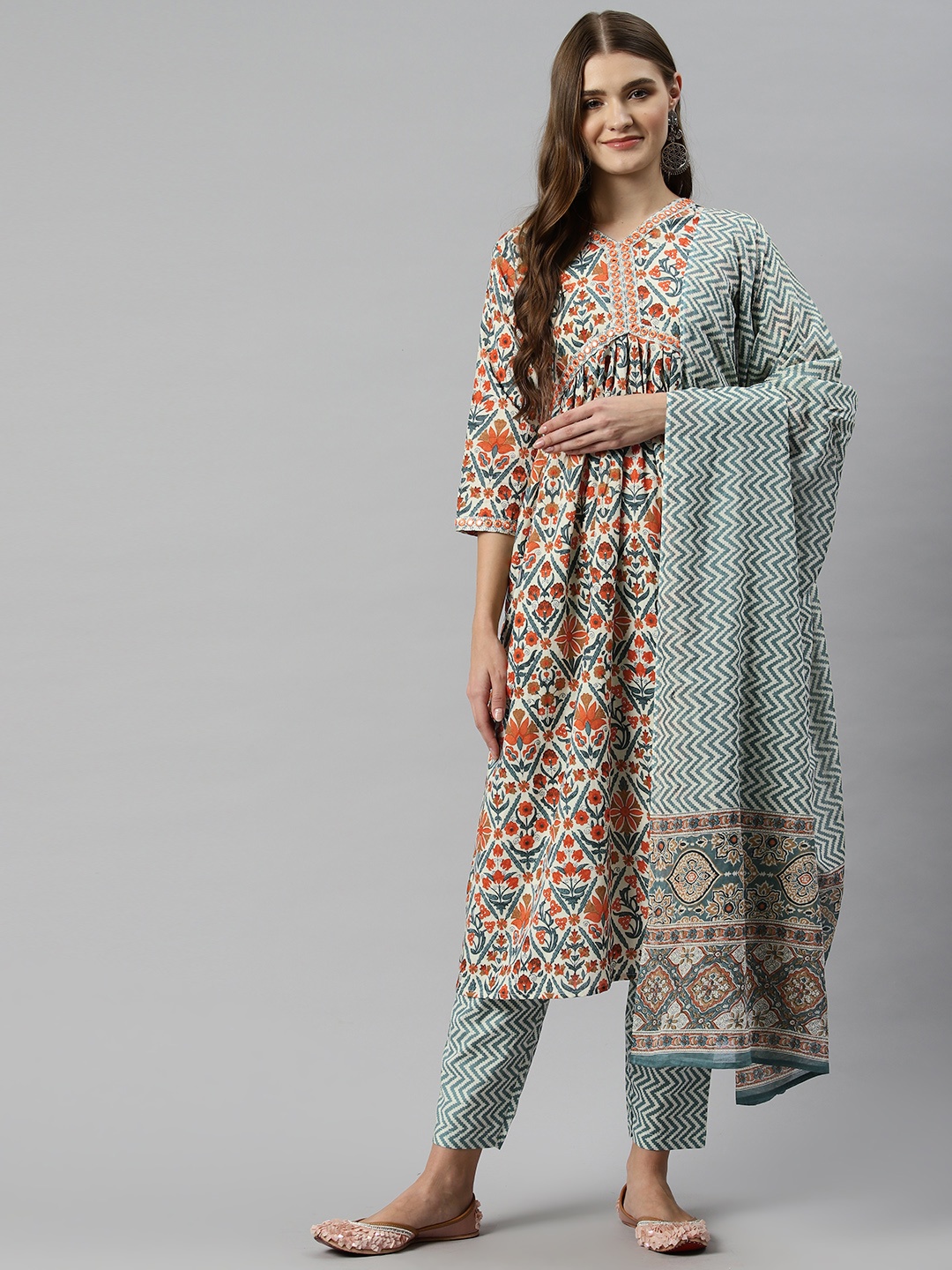Readiprint Women Ethnic Motifs Mirror Work Kurta with Trousers & With Dupatta, Orange
Readiprint Women Ethnic Motifs Mirror Work Kurta with Trousers & With Dupatta, Orange