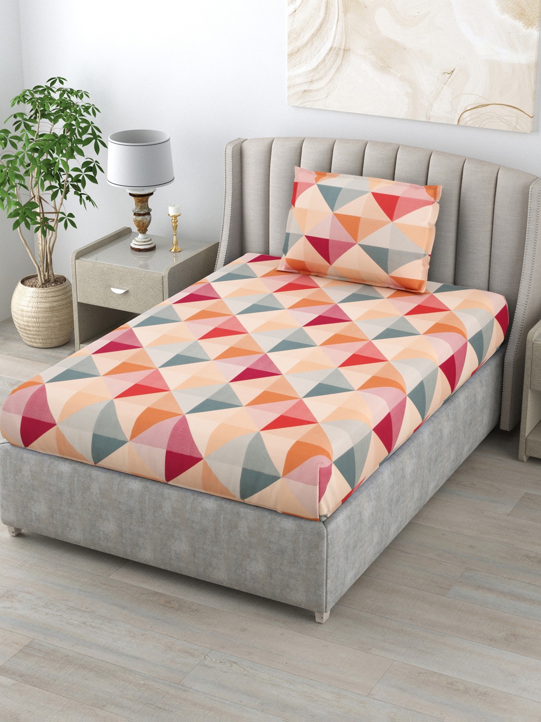 BOMBAY DYEING Brown & Grey Geometric Cotton 104 TC Single Bedsheet With 1 Pillow Cover
BOMBAY DYEING Brown & Grey Geometric Cotton 104 TC Single Bedsheet With 1 Pillow Cover